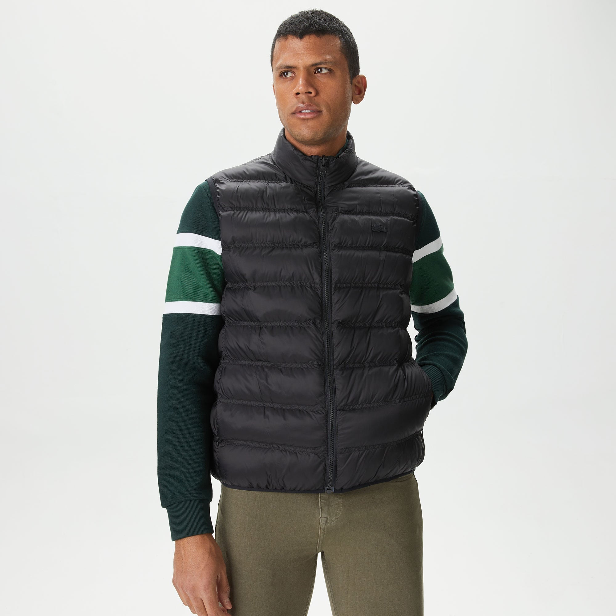 Lacoste Erkek Kapüşonlu Yeşil Çıkarılabilir Yelek Detaylı Mont