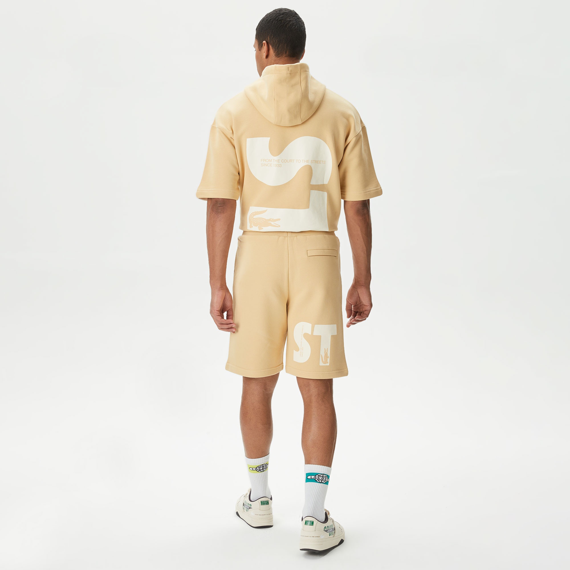 Lacoste Erkek Relaxed Fit Baskılı Bej Şort