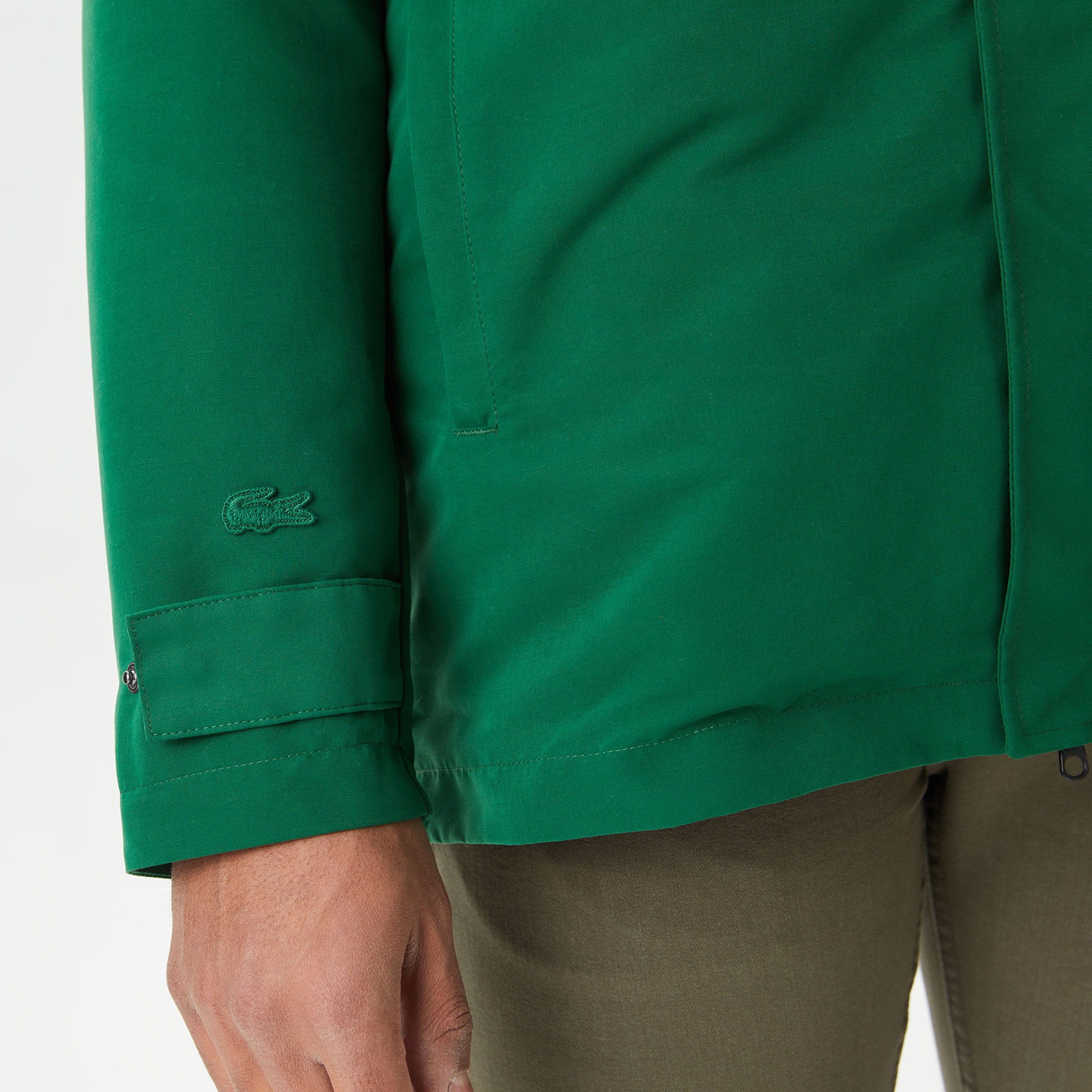 Lacoste Erkek Kapüşonlu Yeşil Çıkarılabilir Yelek Detaylı Mont