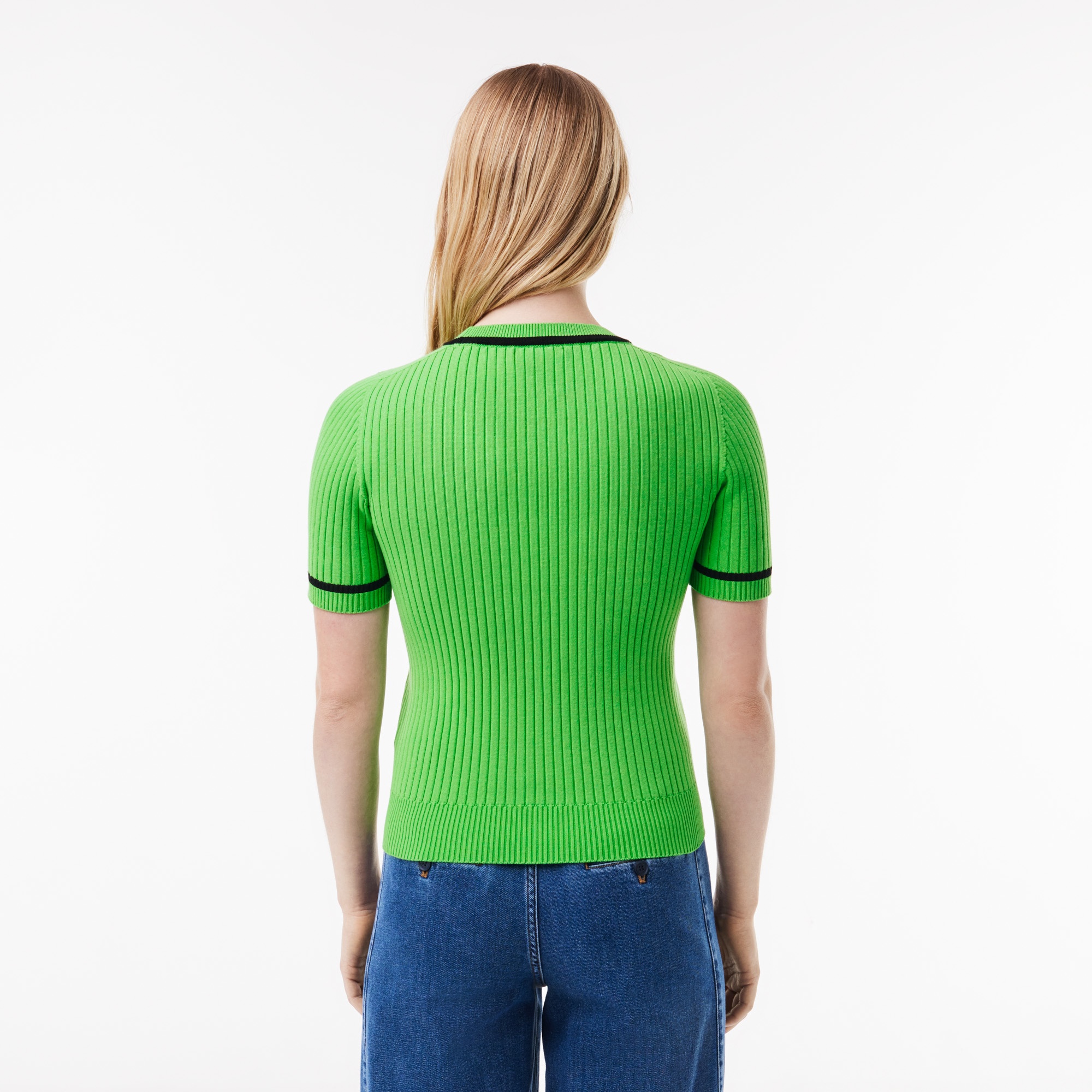 Lacoste Kadın Kısa Kollu Bisiklet Yaka Yeşil Triko