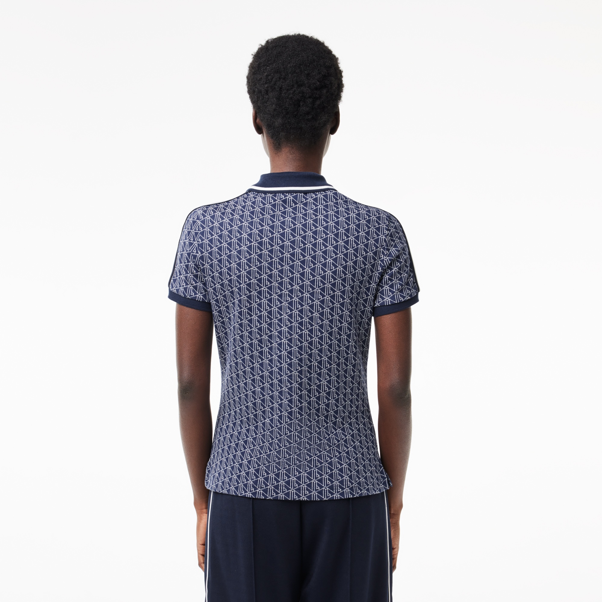 Lacoste Kadın Slim Fit Monogram Mavi Polo