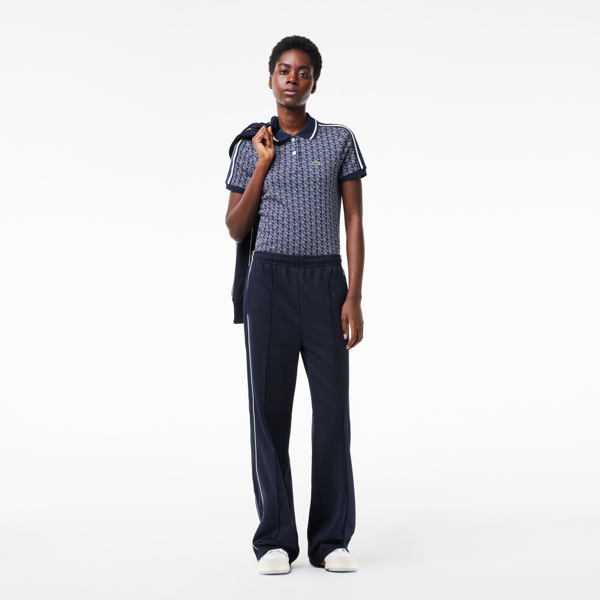 Lacoste Kadın Slim Fit Monogram Mavi Polo