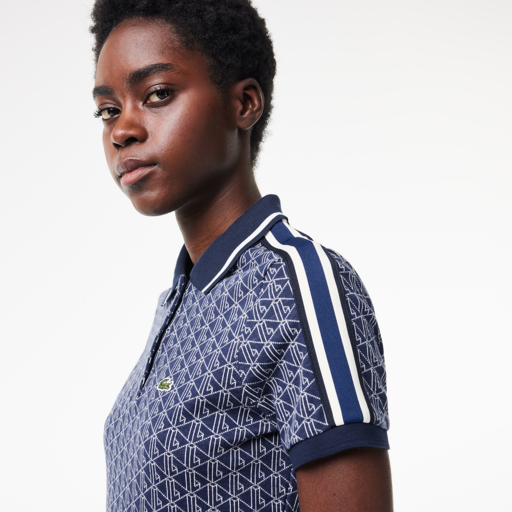 Lacoste Kadın Slim Fit Monogram Mavi Polo