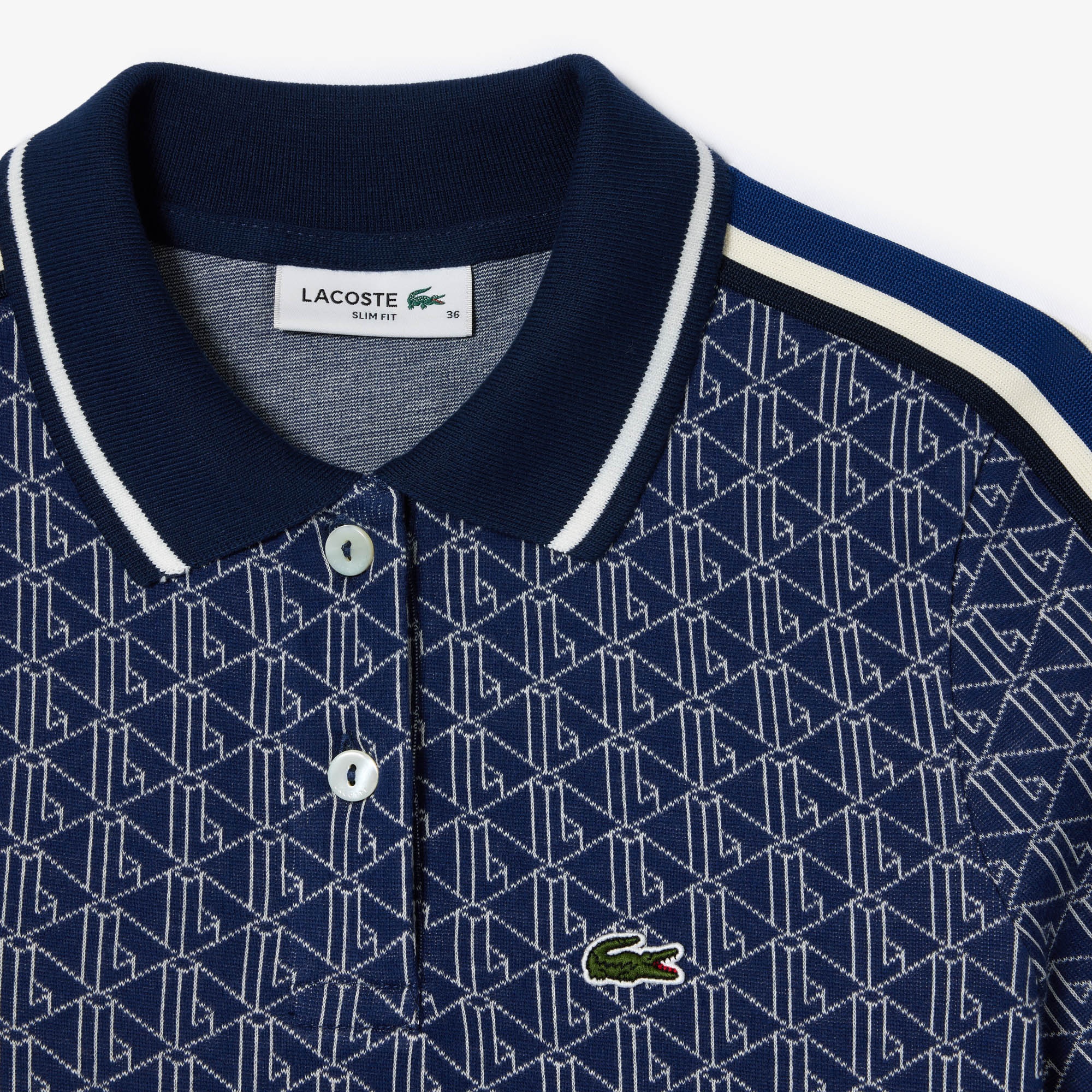 Lacoste Kadın Slim Fit Monogram Mavi Polo