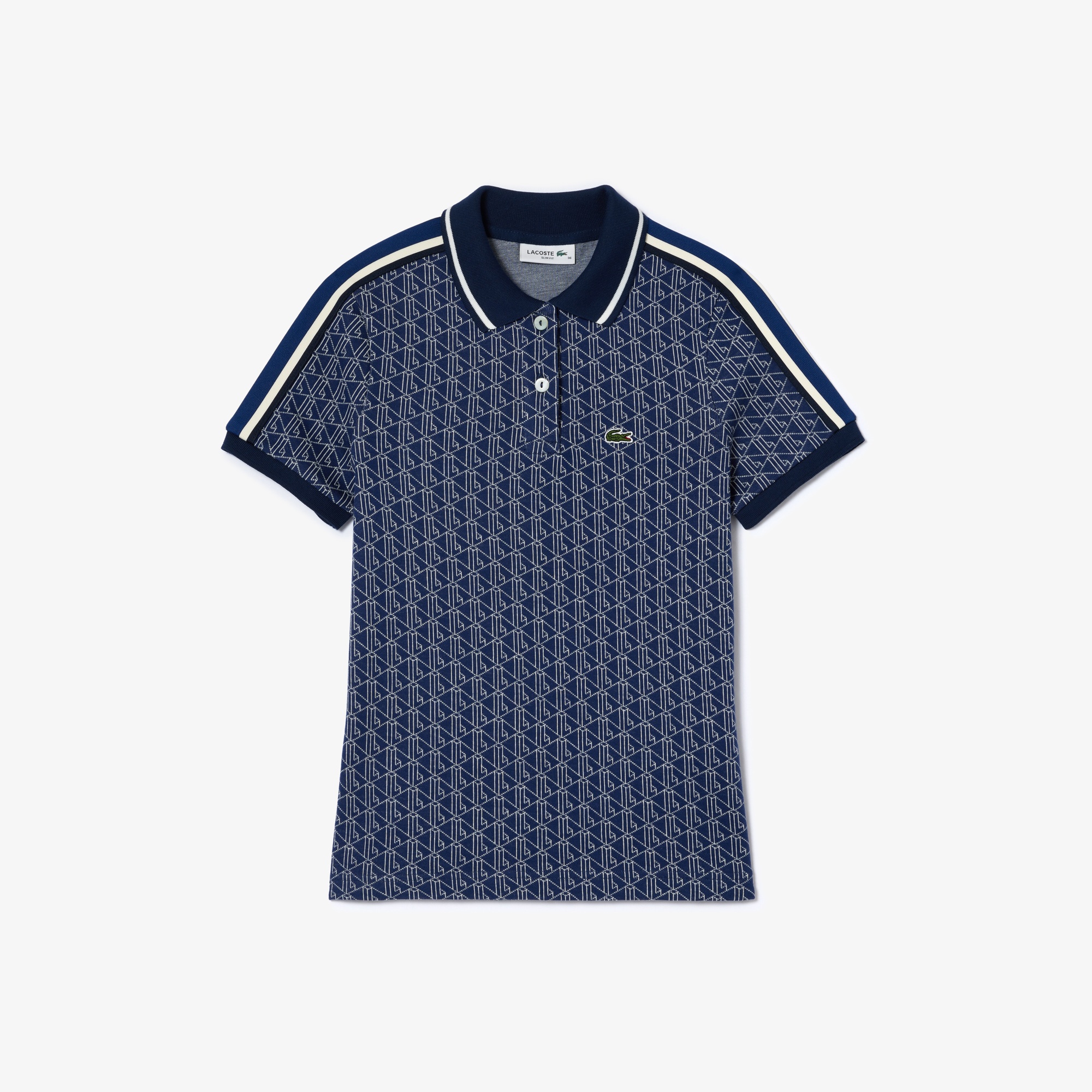 Lacoste Kadın Slim Fit Monogram Mavi Polo