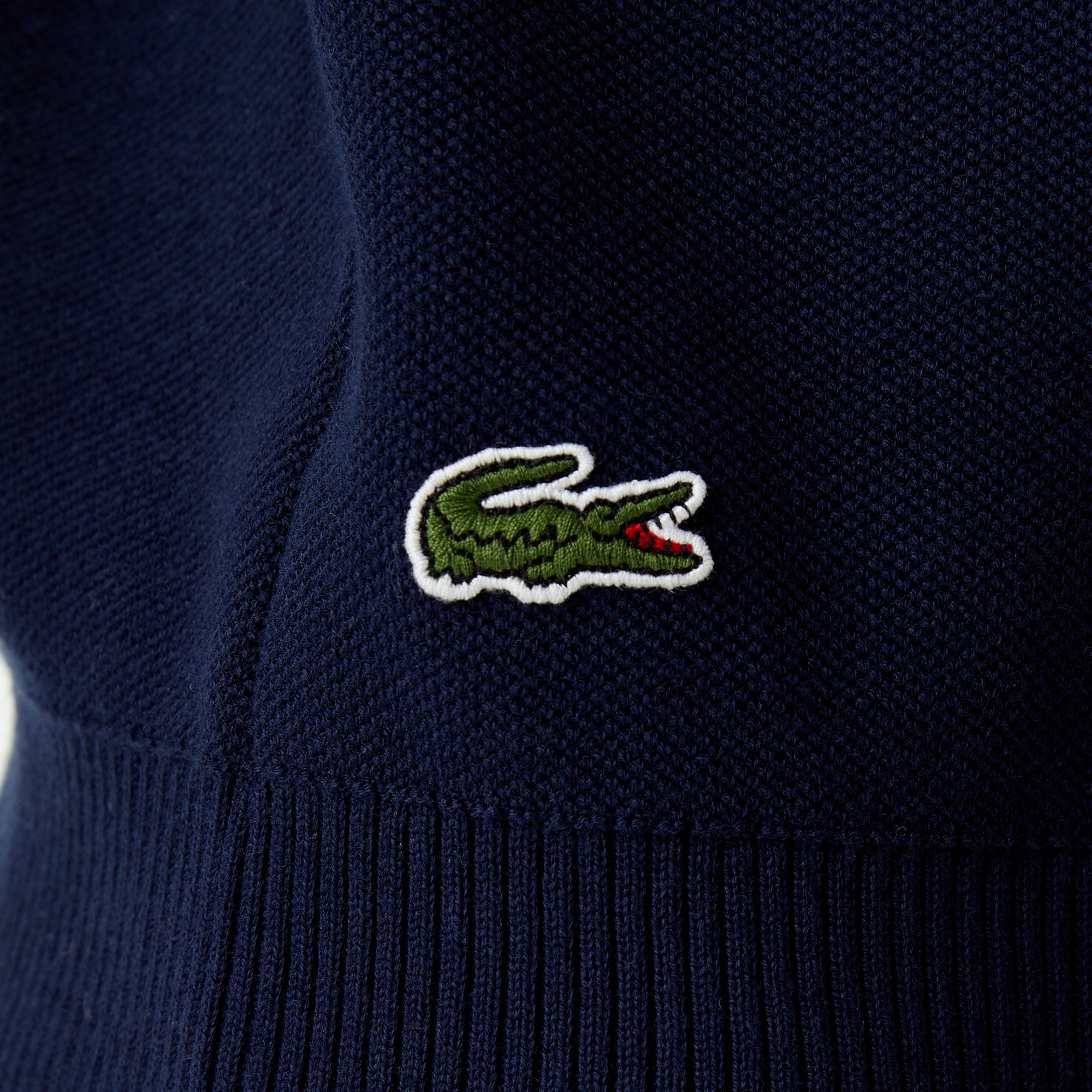 Lacoste Kadın Crop Fermuarlı Lacivert Triko