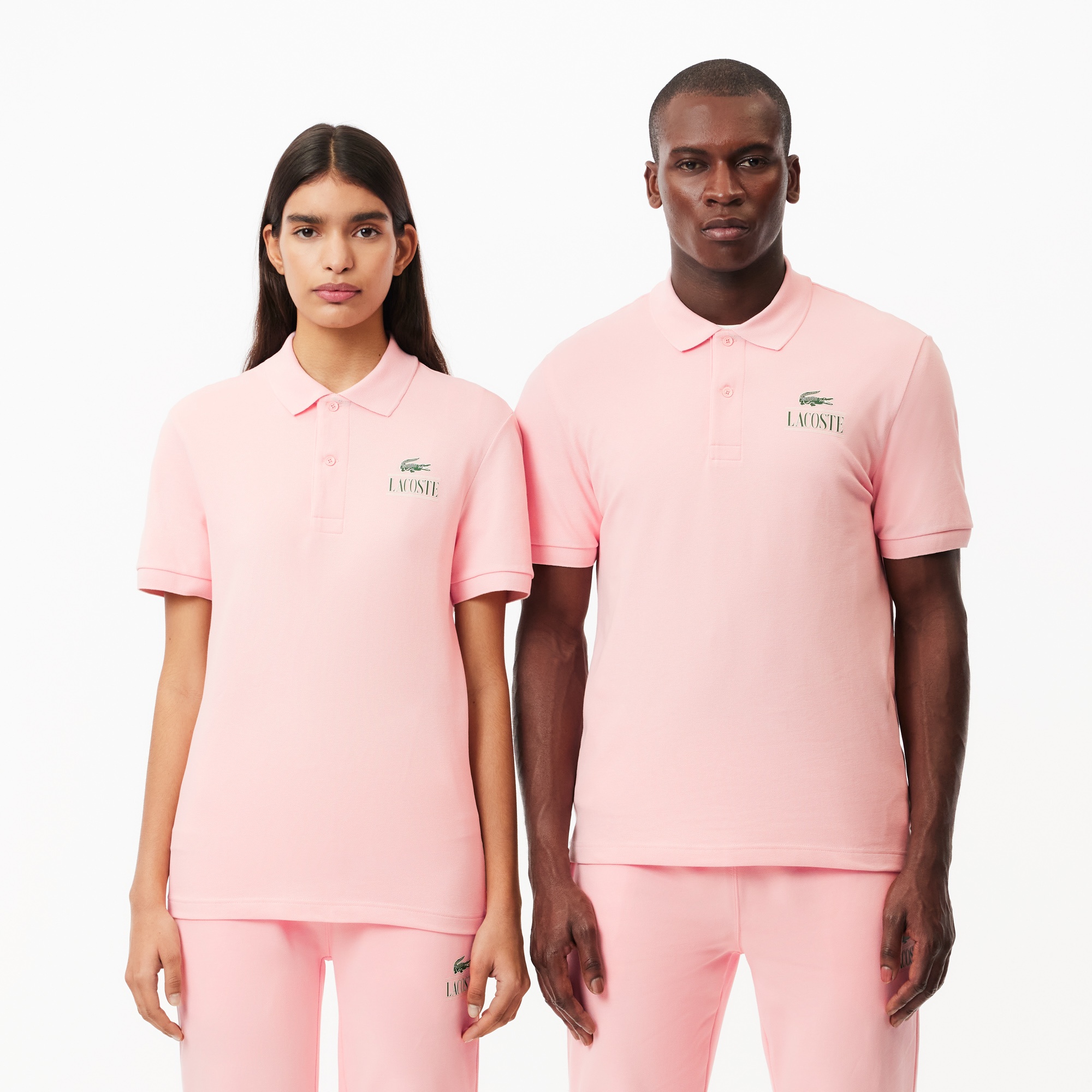 Lacoste Signature Unisex Regular Fit Baskılı Pembe Polo