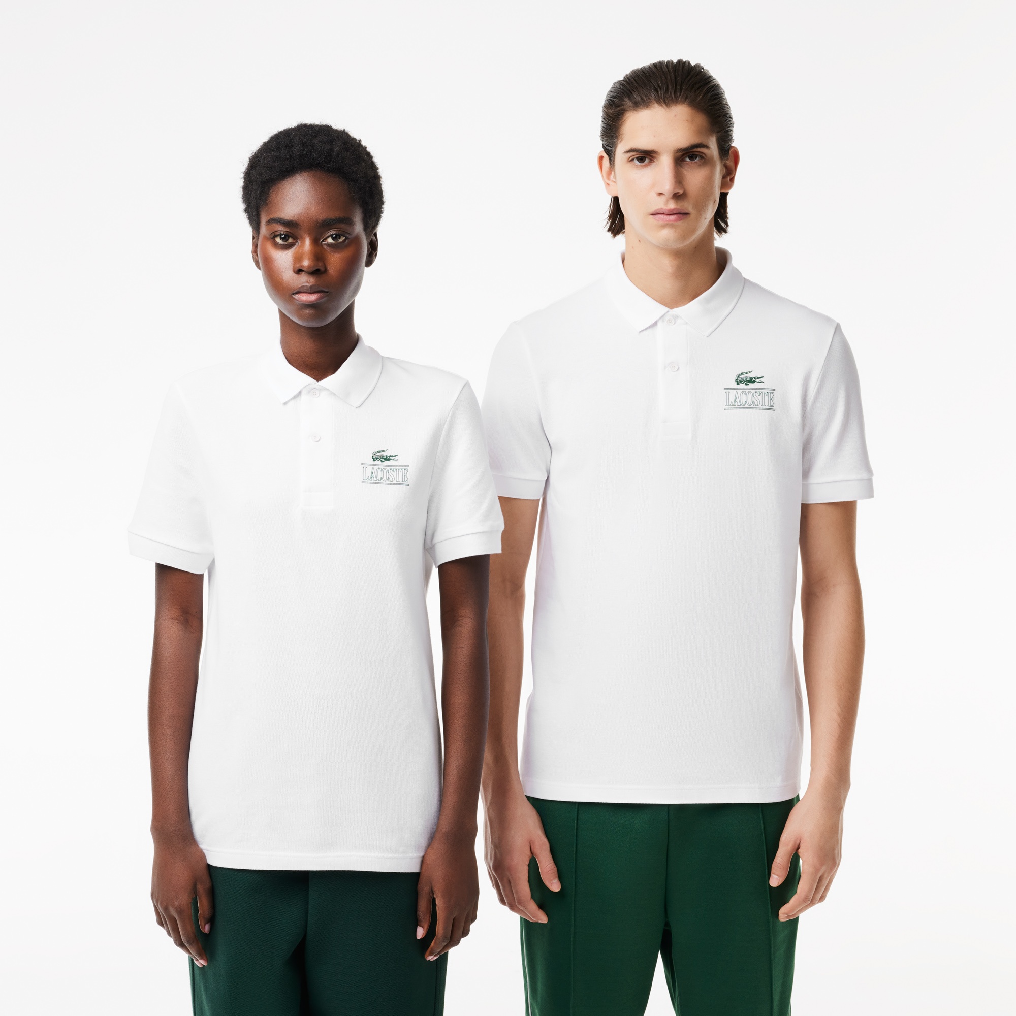 Lacoste Signature Unisex Regular Fit Baskılı Beyaz Polo