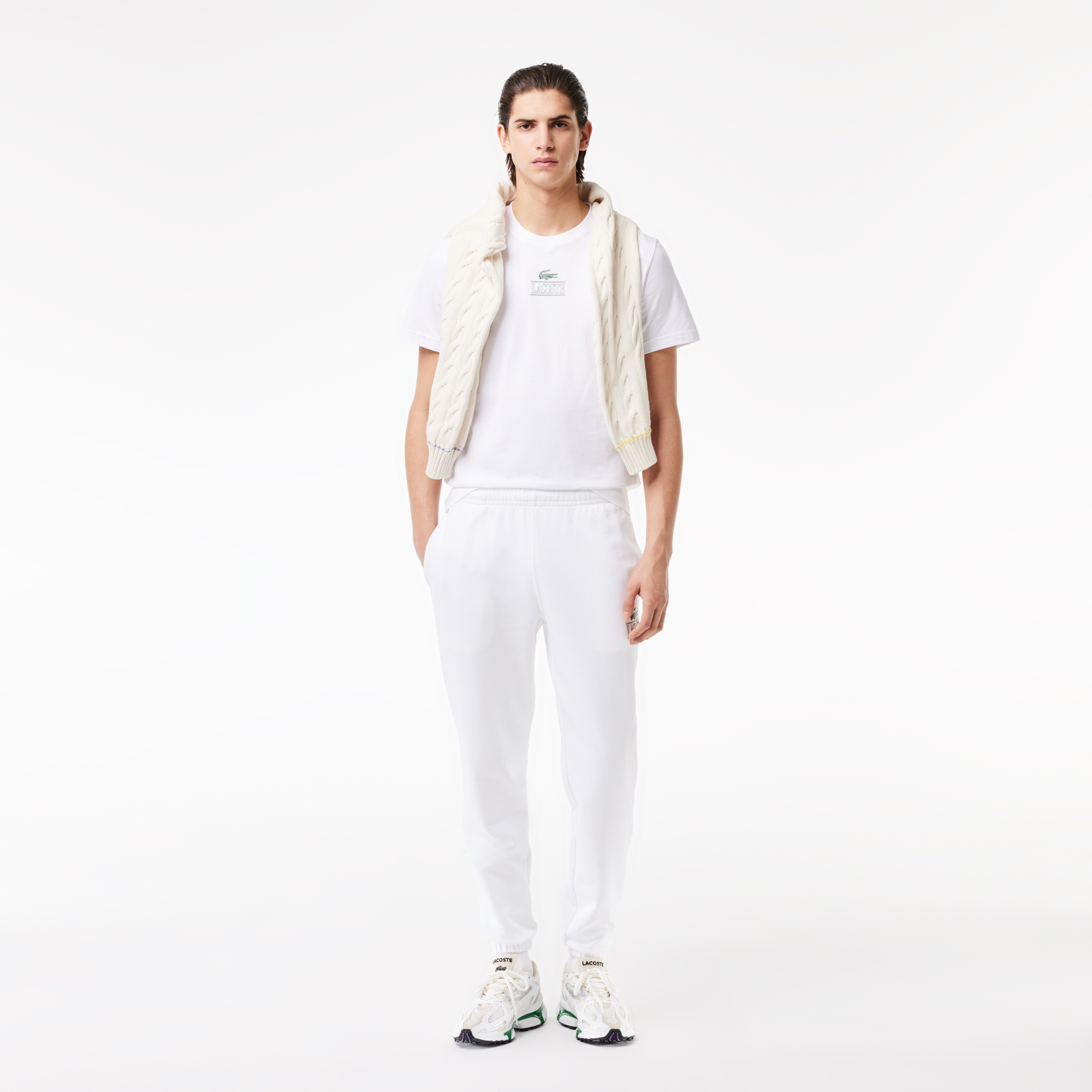 Lacoste Unisex Regular Fit Bisiklet Yaka Baskılı Beyaz T-Shirt