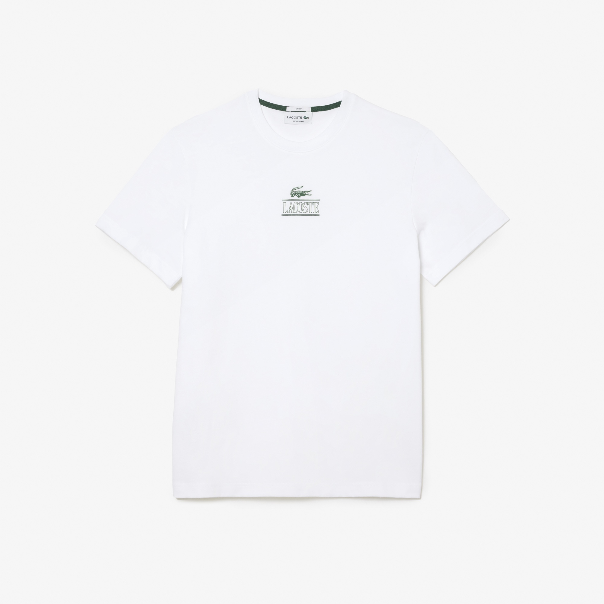 Lacoste Unisex Regular Fit Bisiklet Yaka Baskılı Beyaz T-Shirt