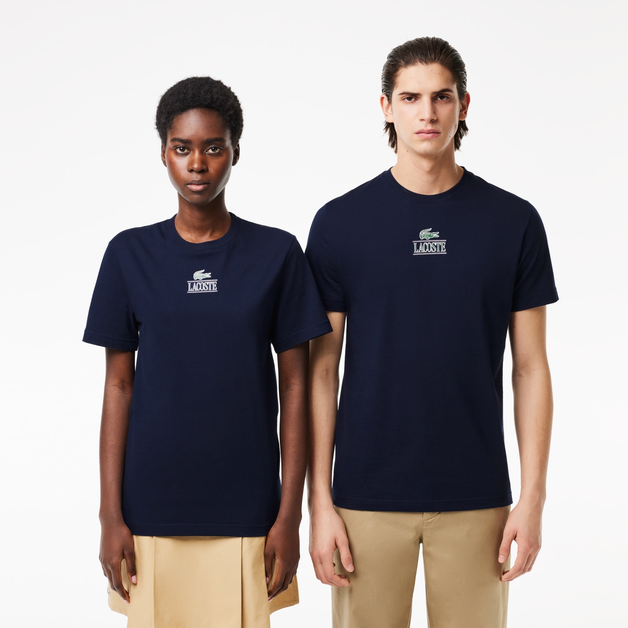 Lacoste Unisex Regular Fit Bisiklet Yaka Baskılı Lacivert T-Shirt