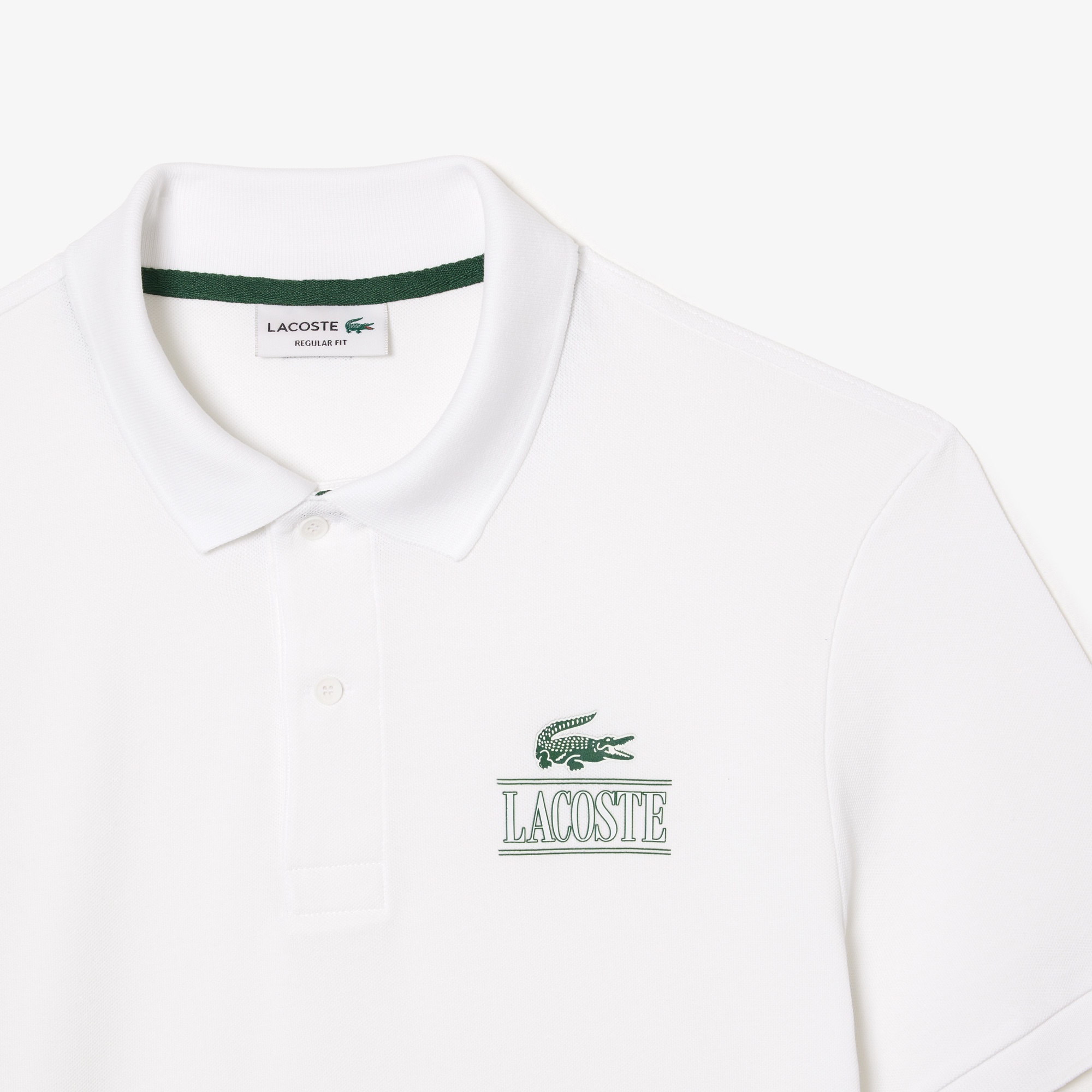 Lacoste Signature Unisex Regular Fit Baskılı Beyaz Polo