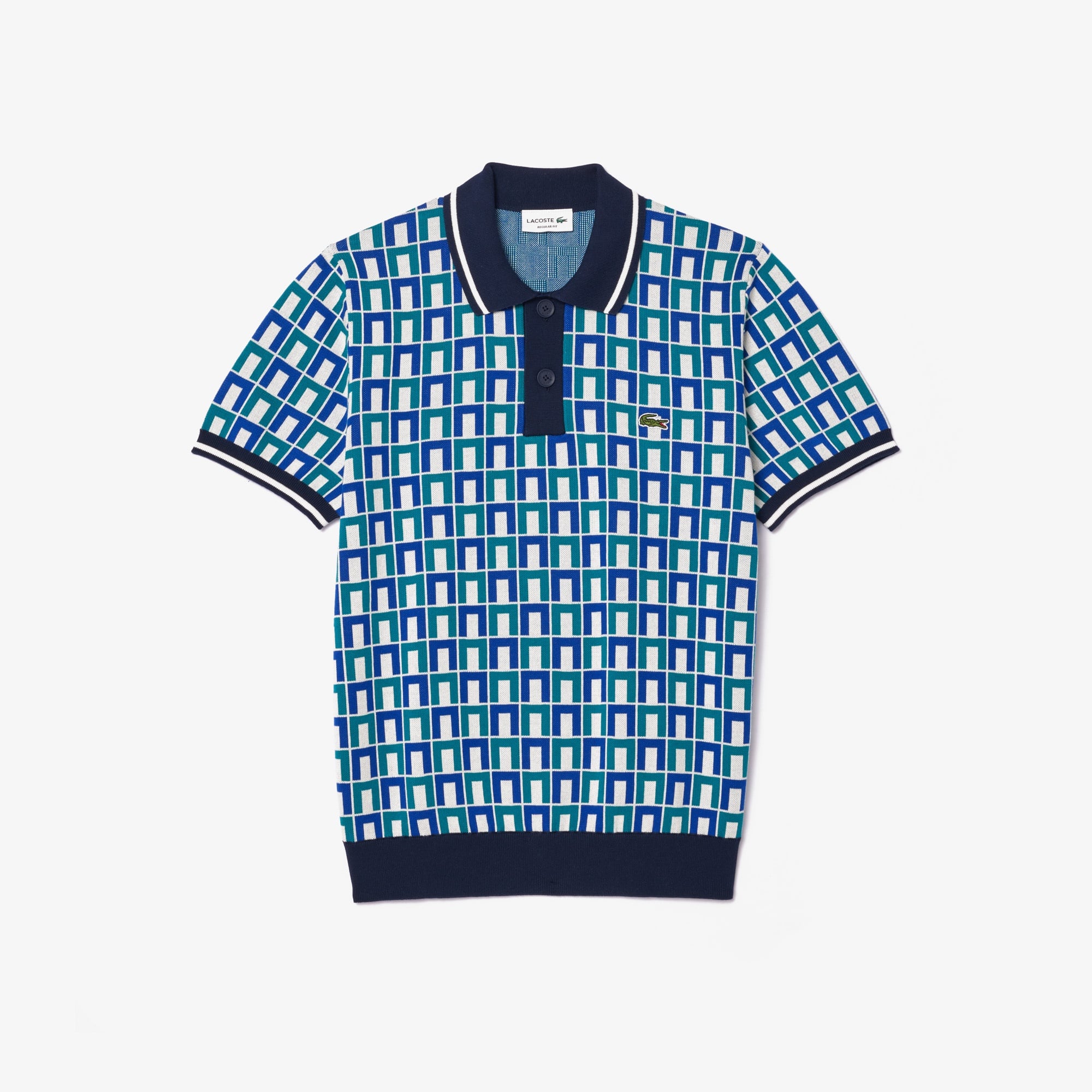 Lacoste Erkek Regular Fit Gömlek Yaka Monogram Yeşil Triko