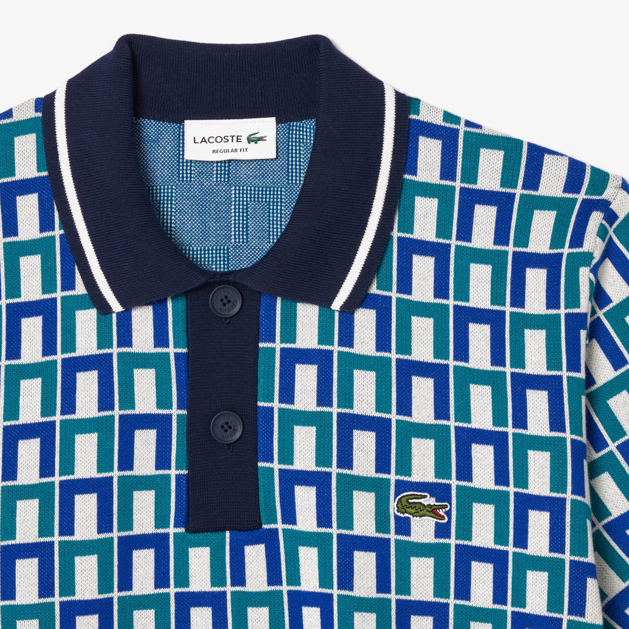 Lacoste Erkek Regular Fit Gömlek Yaka Monogram Yeşil Triko