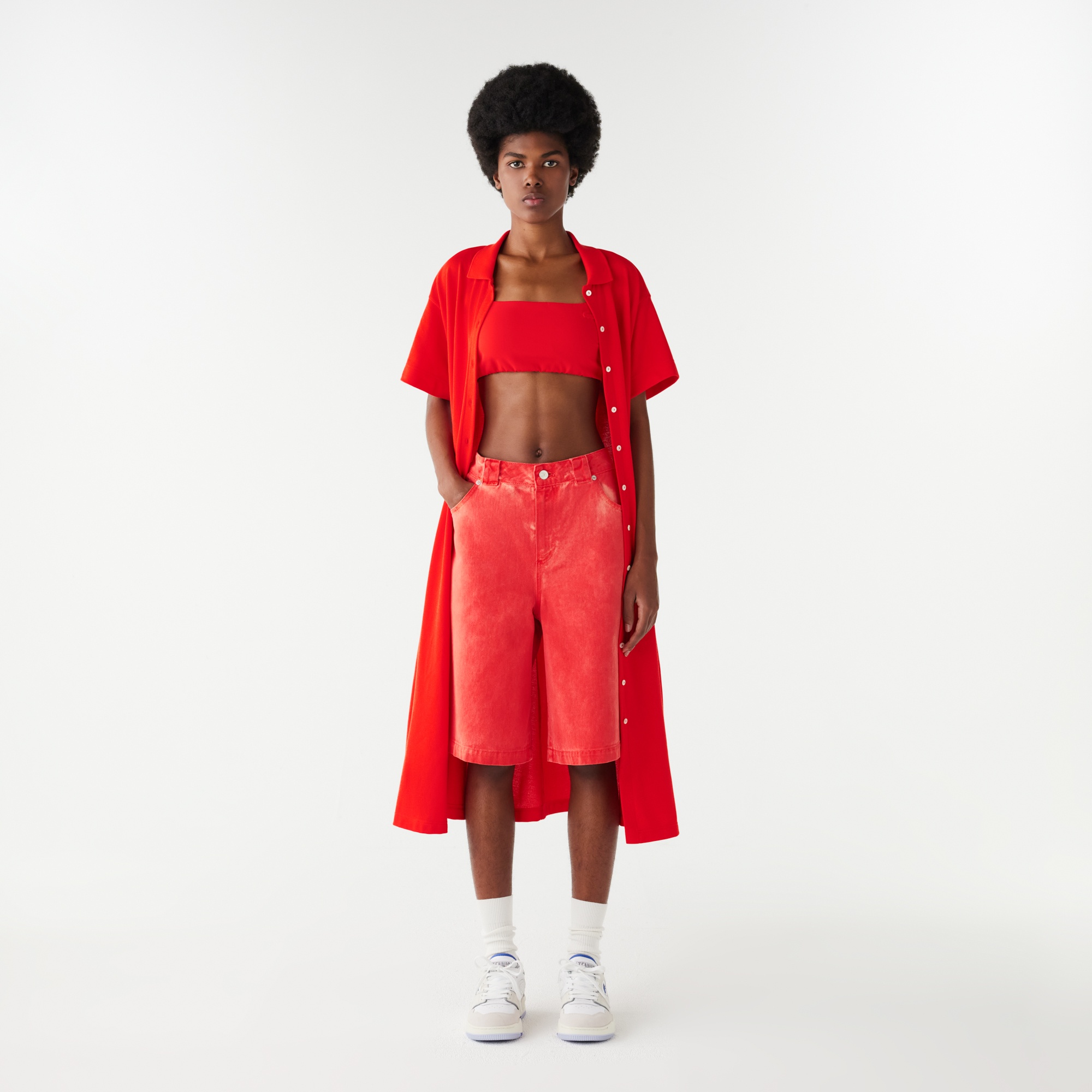 Lacoste Kadın Flare Fit Polo Yaka Kırmızı Elbise