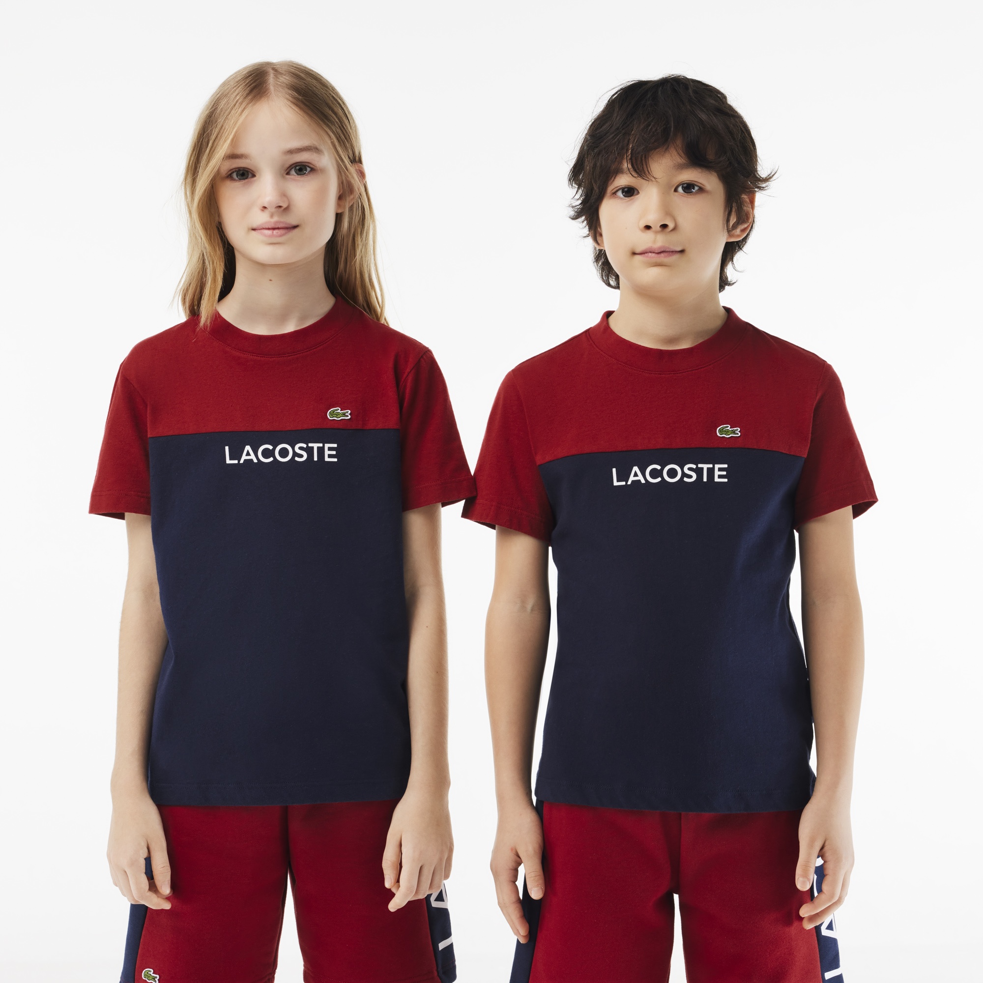 Lacoste Çocuk Bordo Renk Bloklu T-shirt
