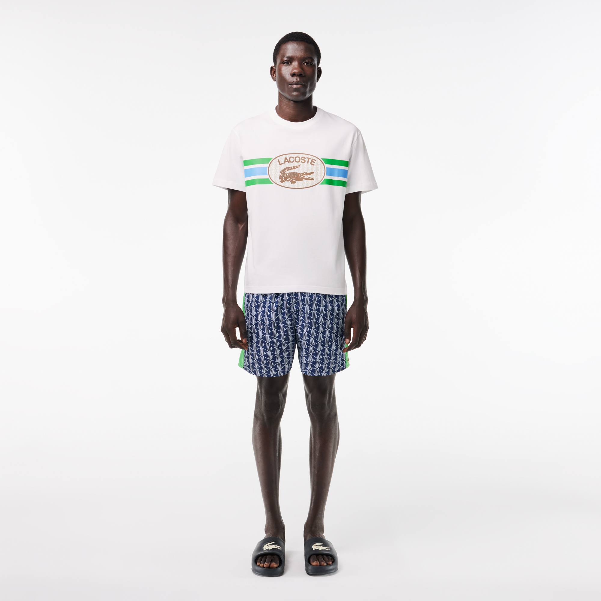 Lacoste Erkek Regular Fit Bisiklet Yaka Monogram Beyaz T-Shirt