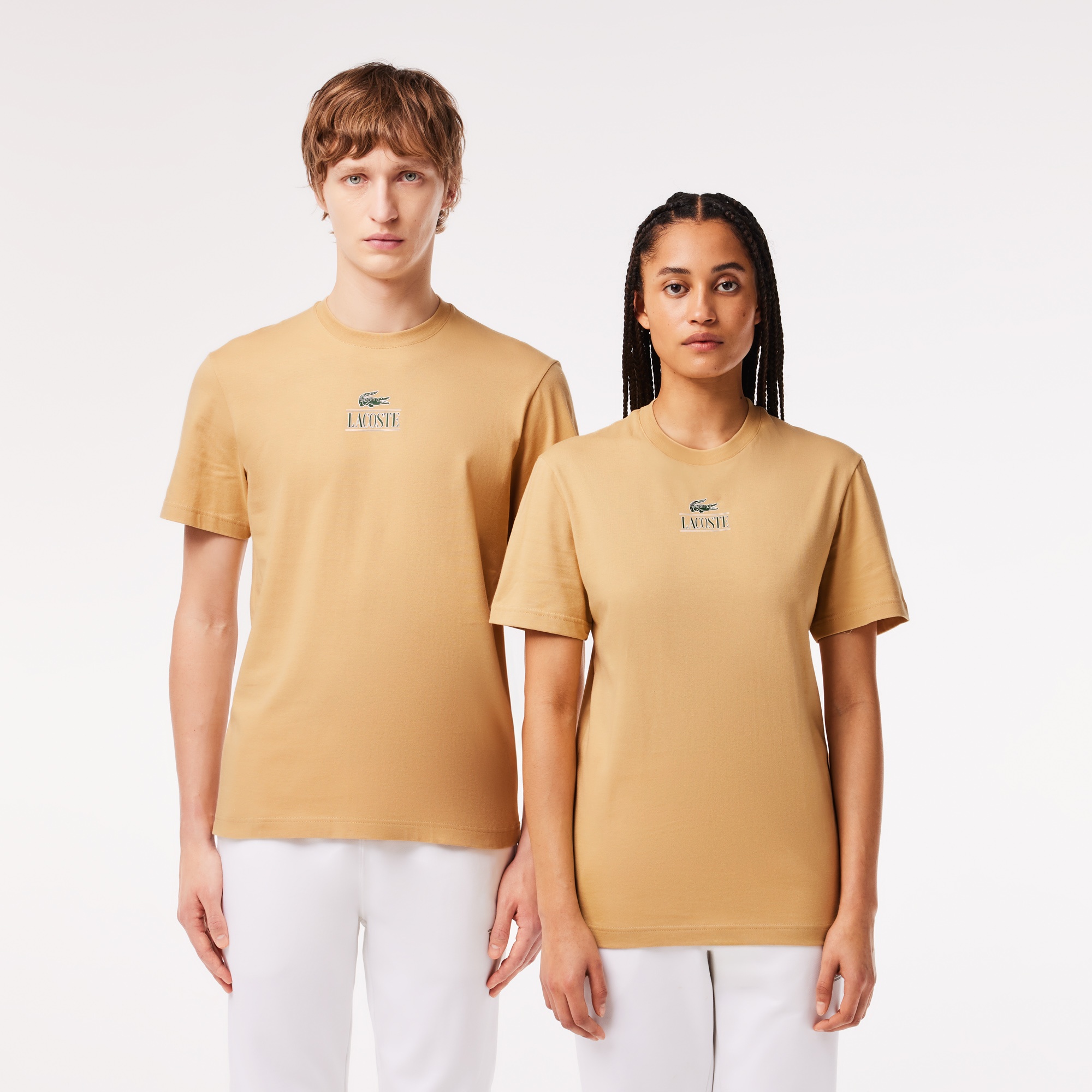 Lacoste Unisex Regular Fit Bisiklet Yaka Bej T-Shirt