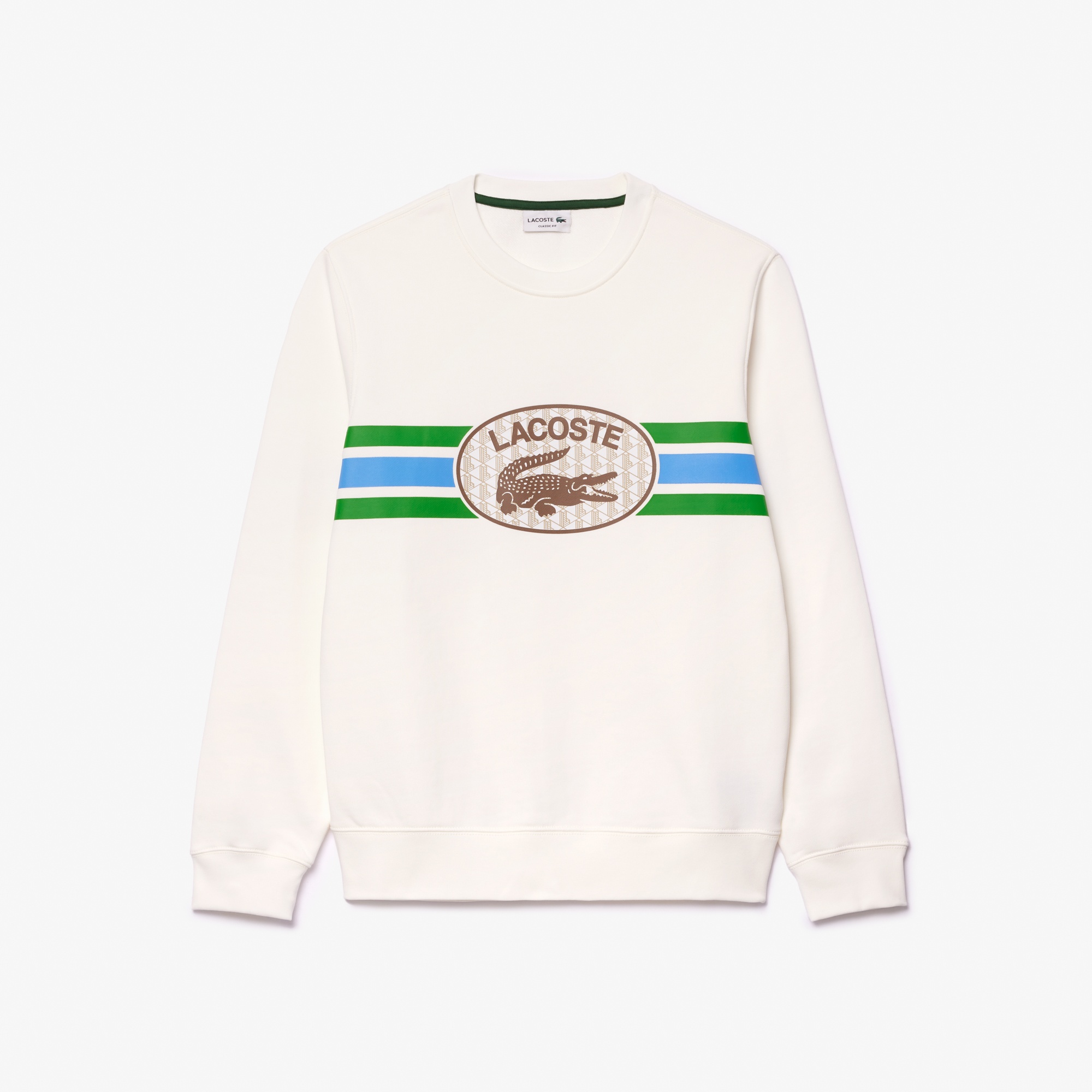 Lacoste Erkek Classic Fit Bisiklet Yaka Baskılı Krem Sweatshirt