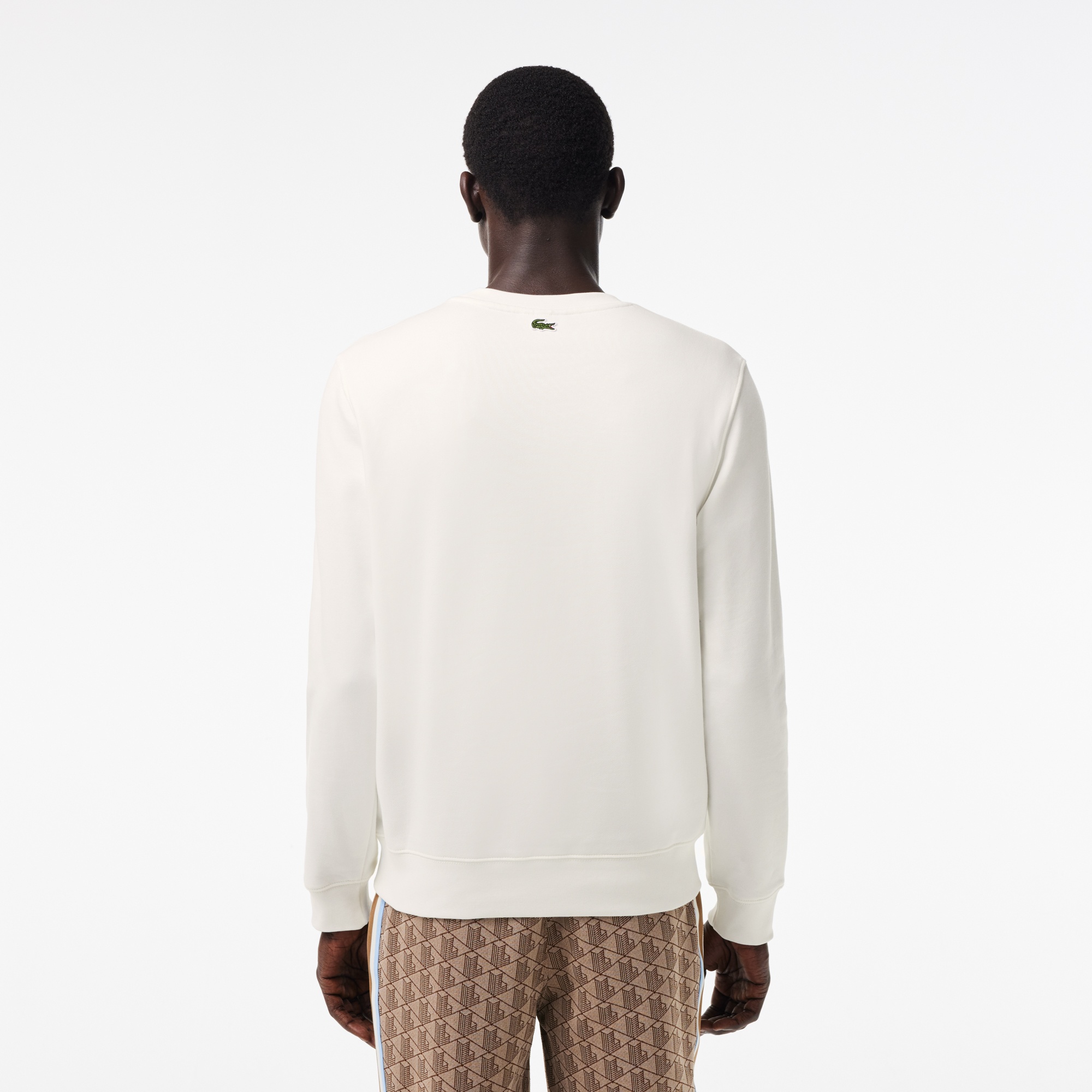 Lacoste Erkek Classic Fit Bisiklet Yaka Baskılı Krem Sweatshirt