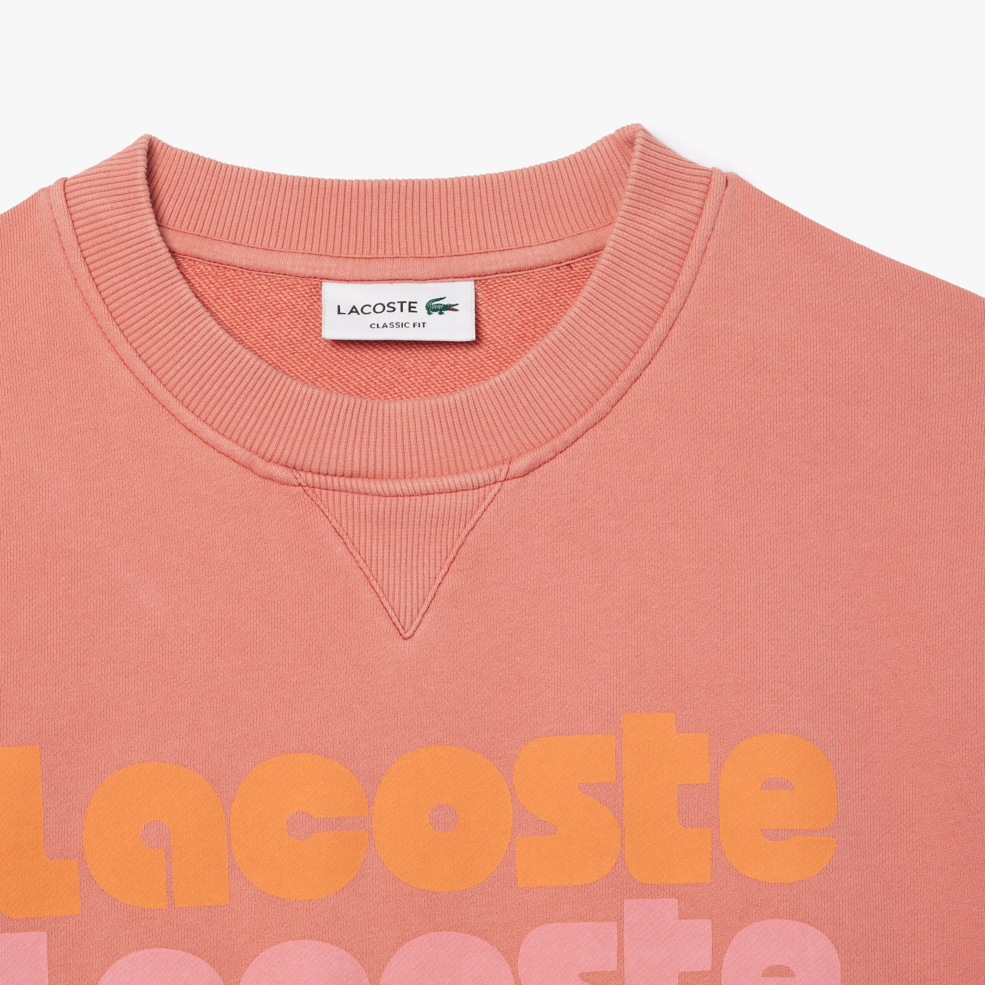 Lacoste Erkek Classic Fit Bisiklet Yaka Baskılı Pembe Sweatshirt