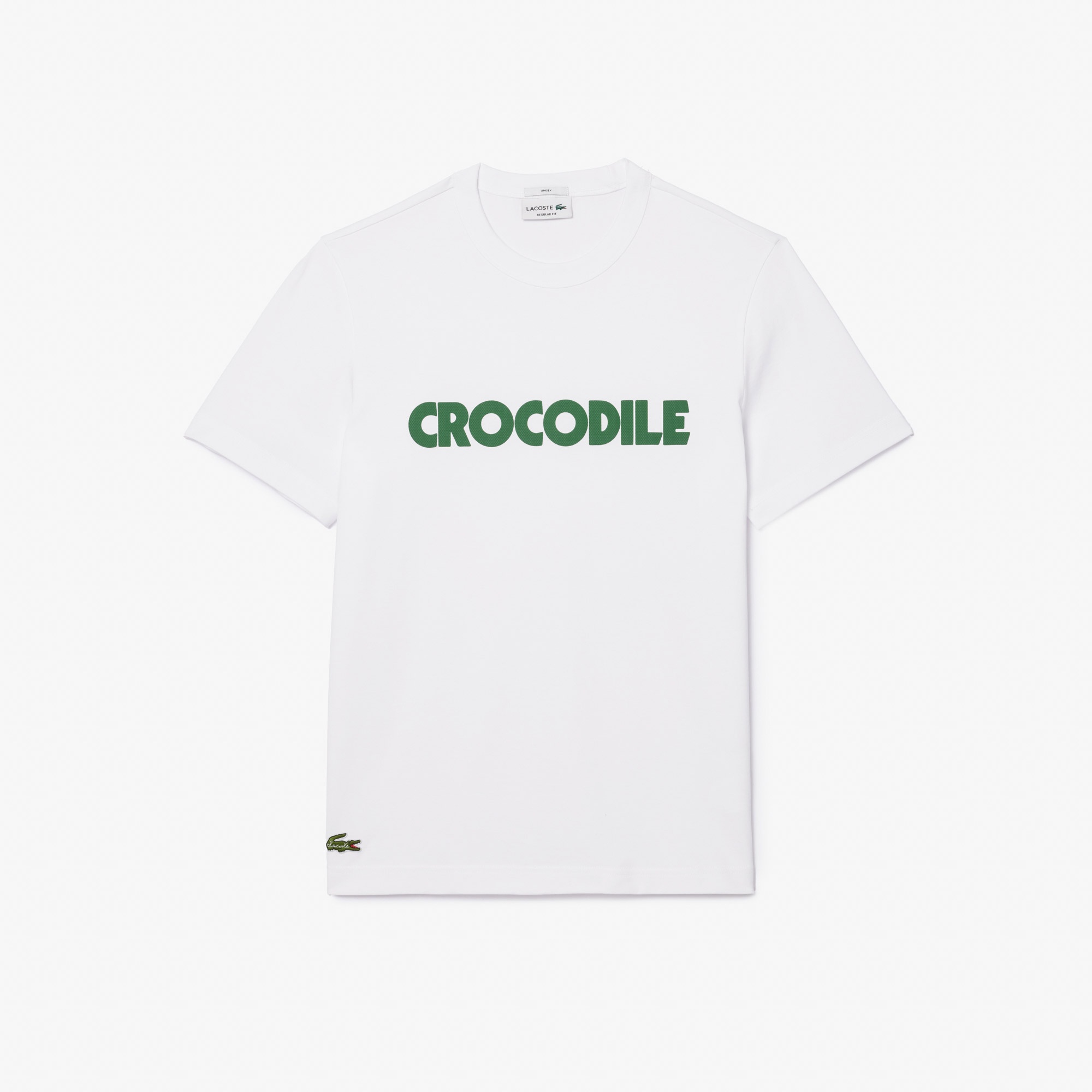Lacoste Unisex Relax Fit Bisiklet Yaka Baskılı Beyaz T-Shirt