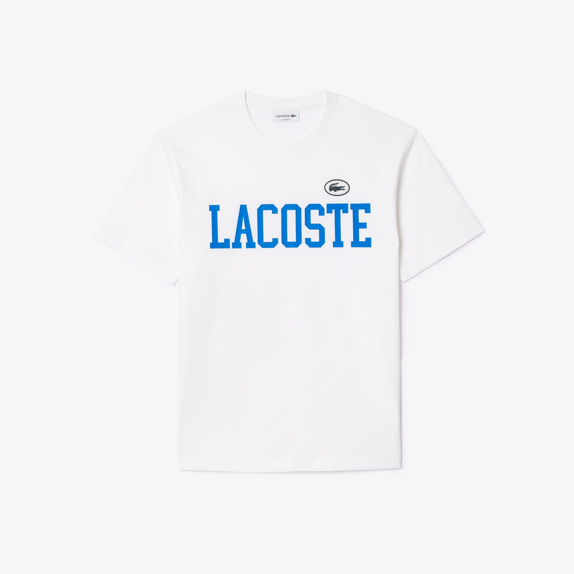 Lacoste Erkek Classic Fit Bisiklet Yaka Baskılı Beyaz T-Shirt