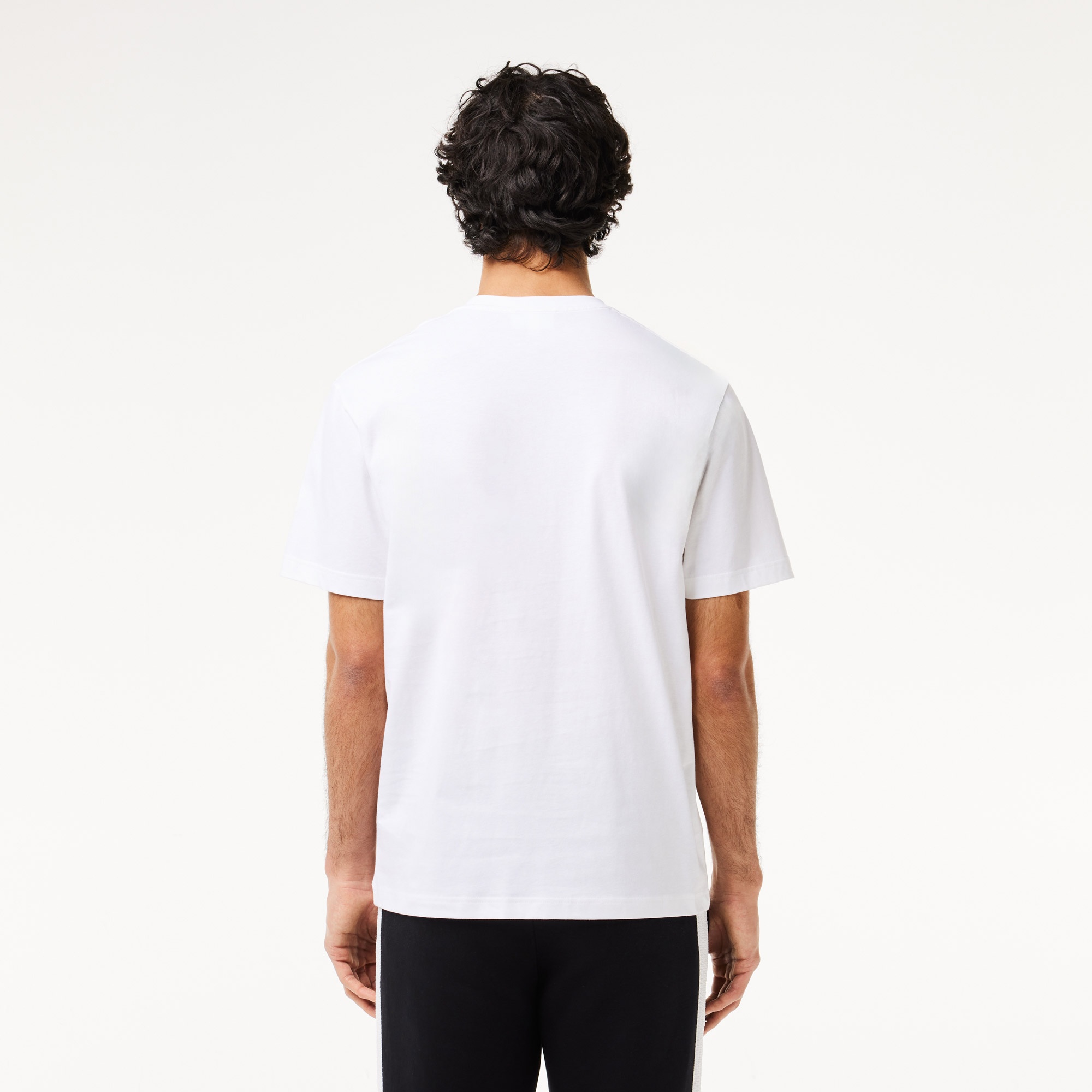 Lacoste Erkek Classic Fit Bisiklet Yaka Baskılı Beyaz T-Shirt