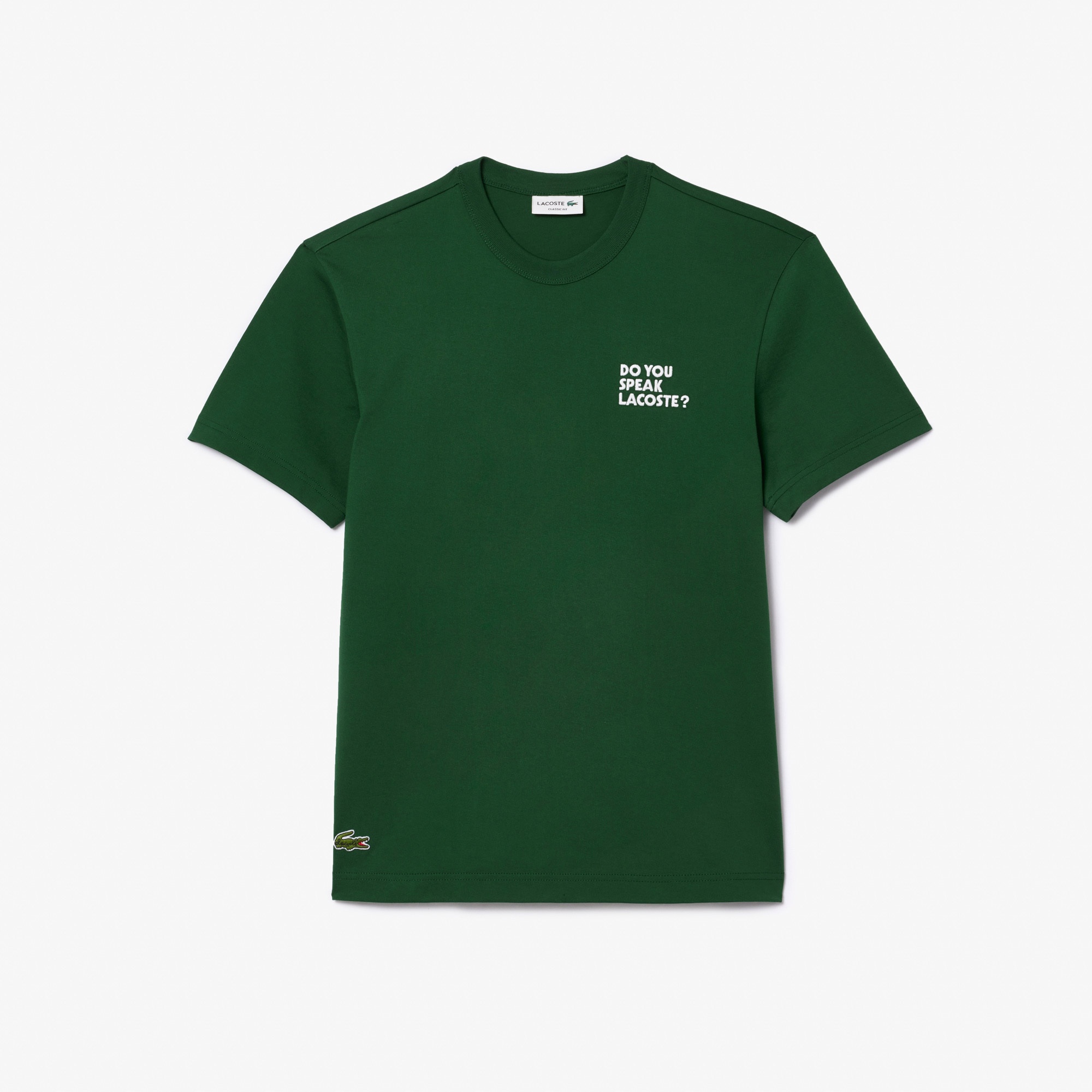 Lacoste Unisex Classic Fit Bisiklet Yaka Baskılı Yeşil T-Shirt