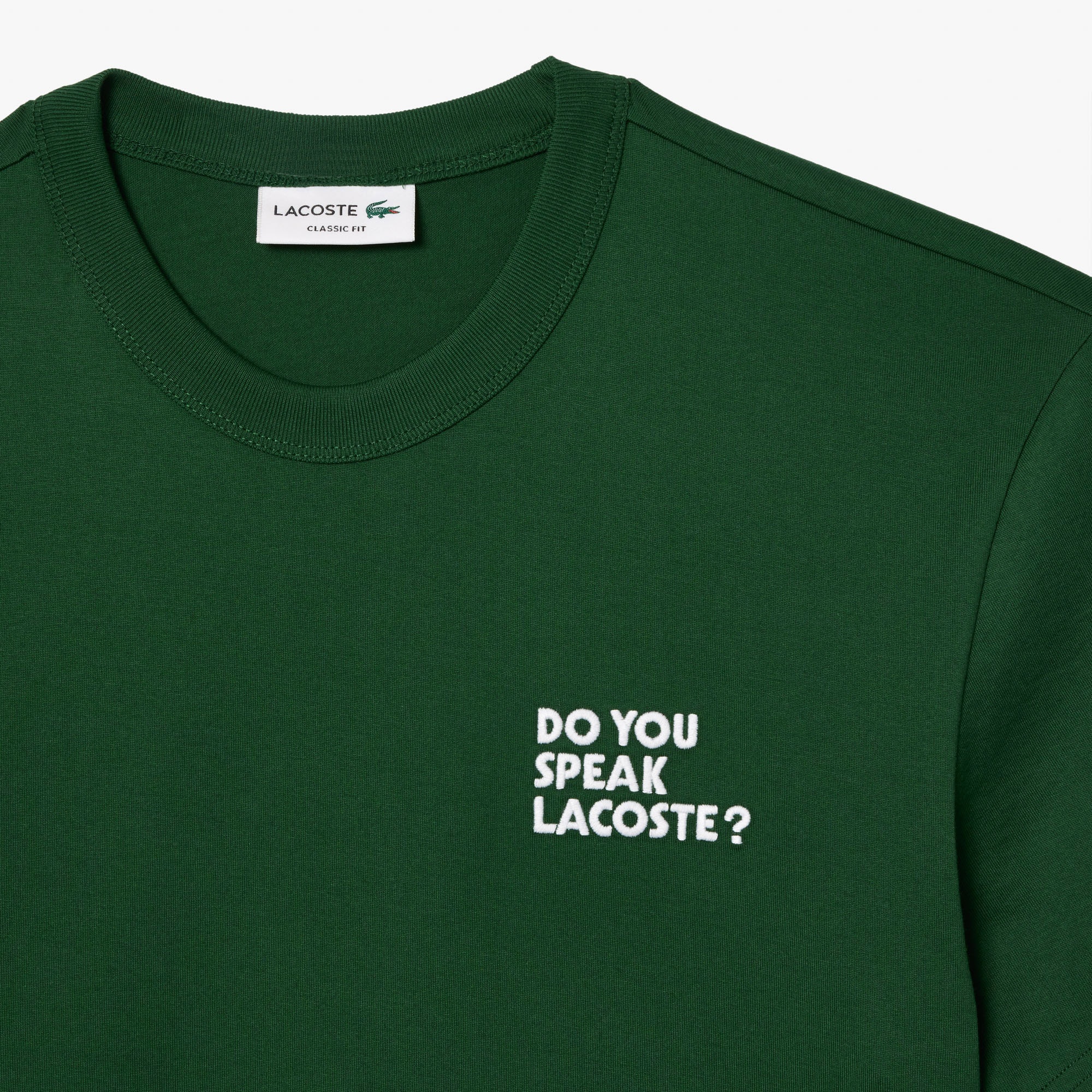 Lacoste Unisex Classic Fit Bisiklet Yaka Baskılı Yeşil T-Shirt