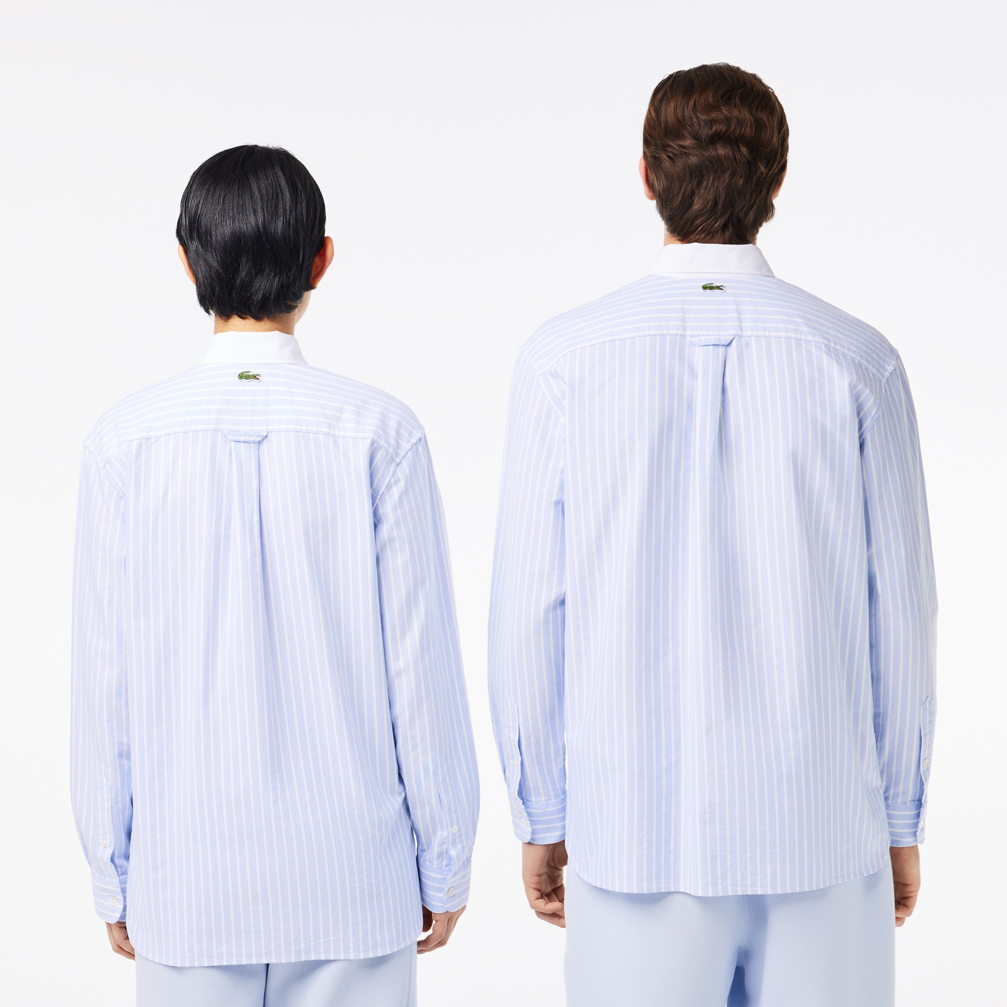 Lacoste Unisex Relaxed Fit Çizgili Mavi Gömlek