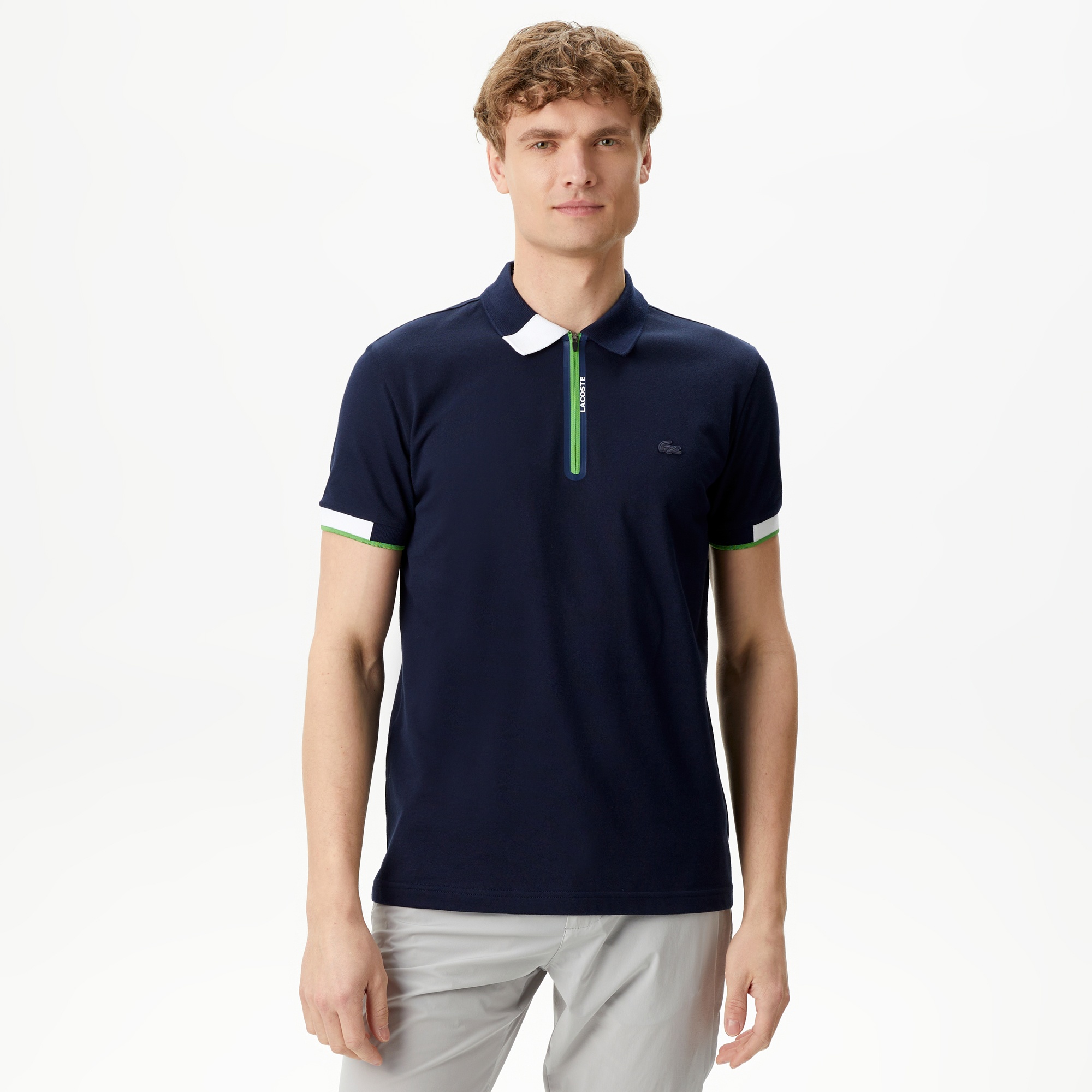 Lacoste Erkek Oversize Fit Fermuarlı Lacivert Polo