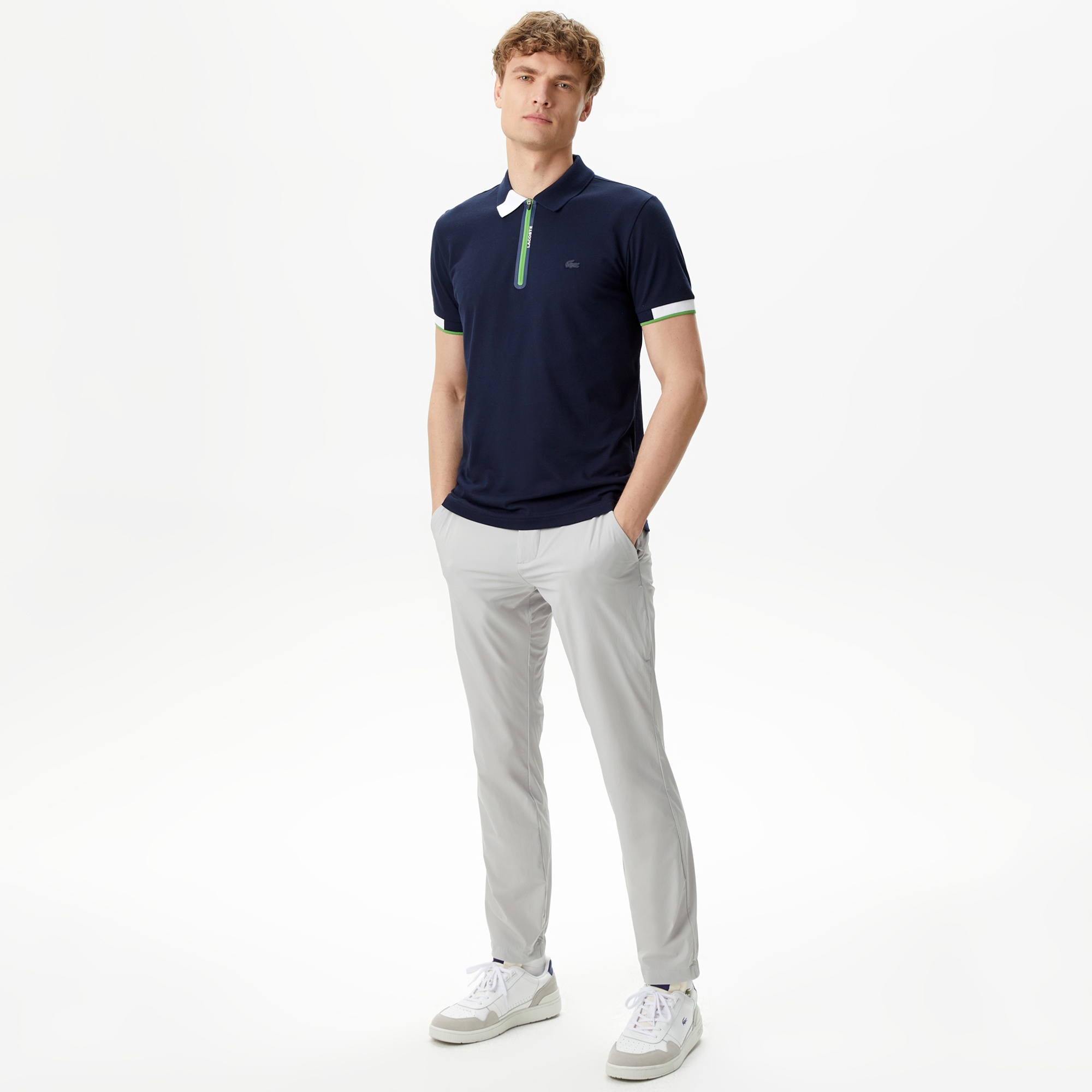 Lacoste Erkek Oversize Fit Fermuarlı Lacivert Polo