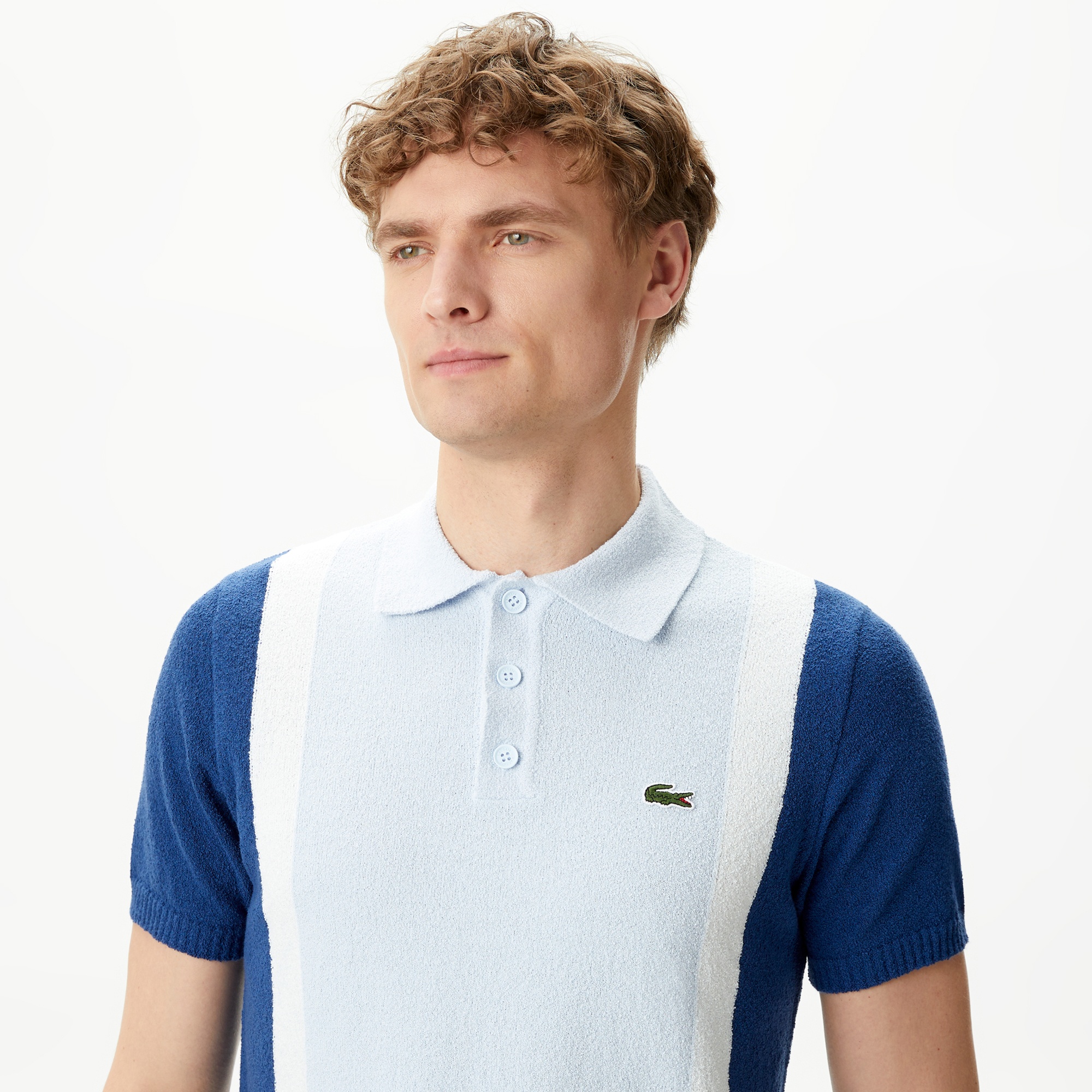 Lacoste Erkek Regular Fit Kısa Kollu Gömlek Yaka Mavi Triko