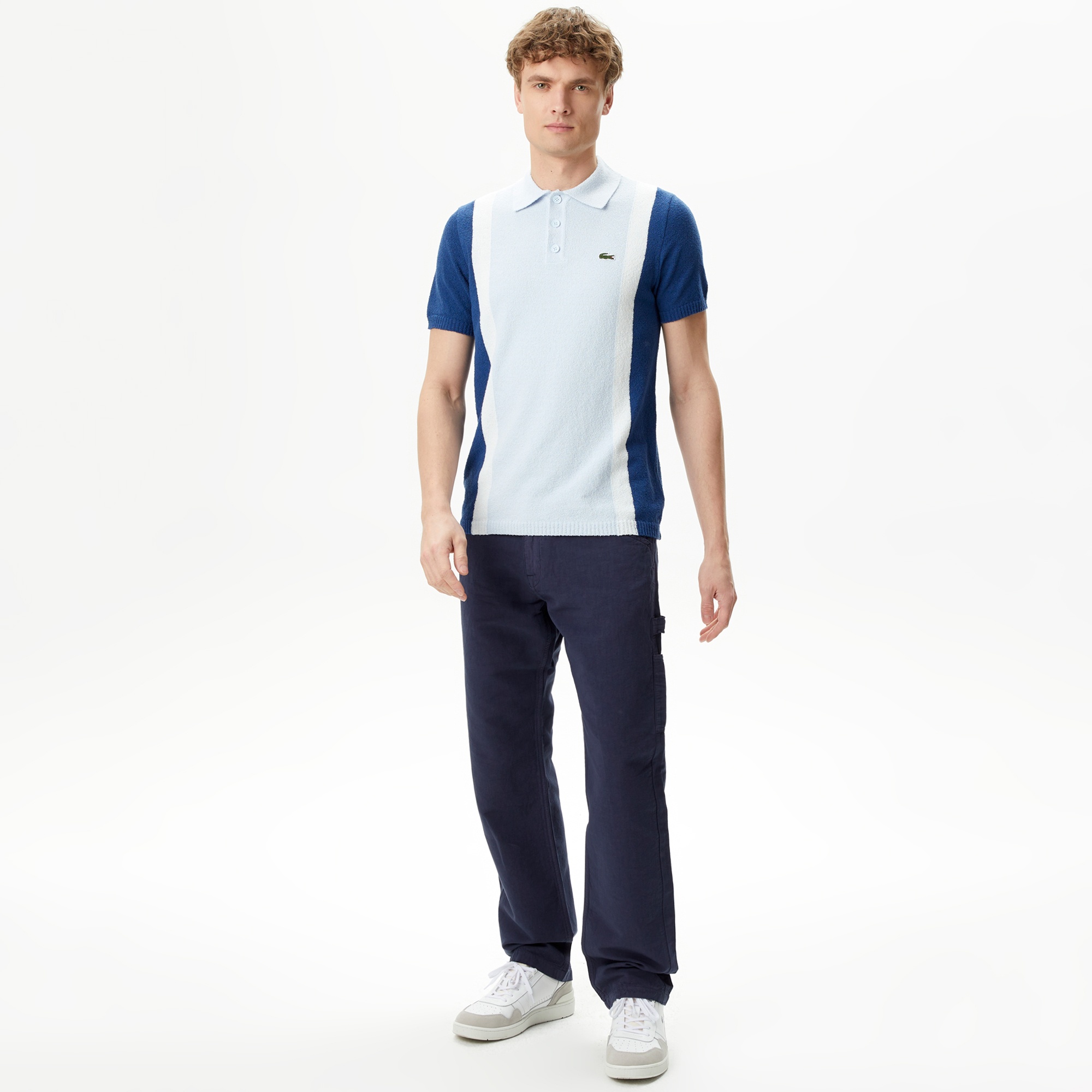 Lacoste Erkek Regular Fit Kısa Kollu Gömlek Yaka Mavi Triko