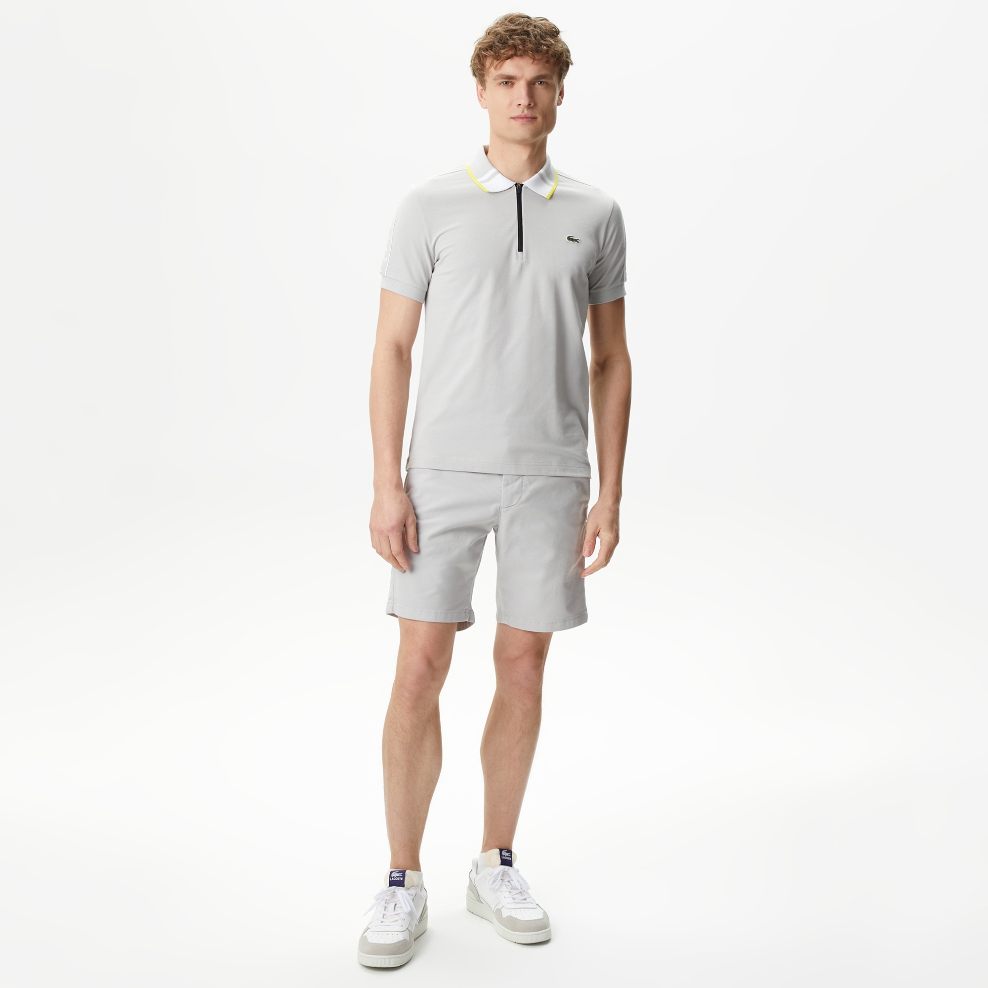 Lacoste Erkek Regular Fit Fermuarlı Yaka Gri Polo