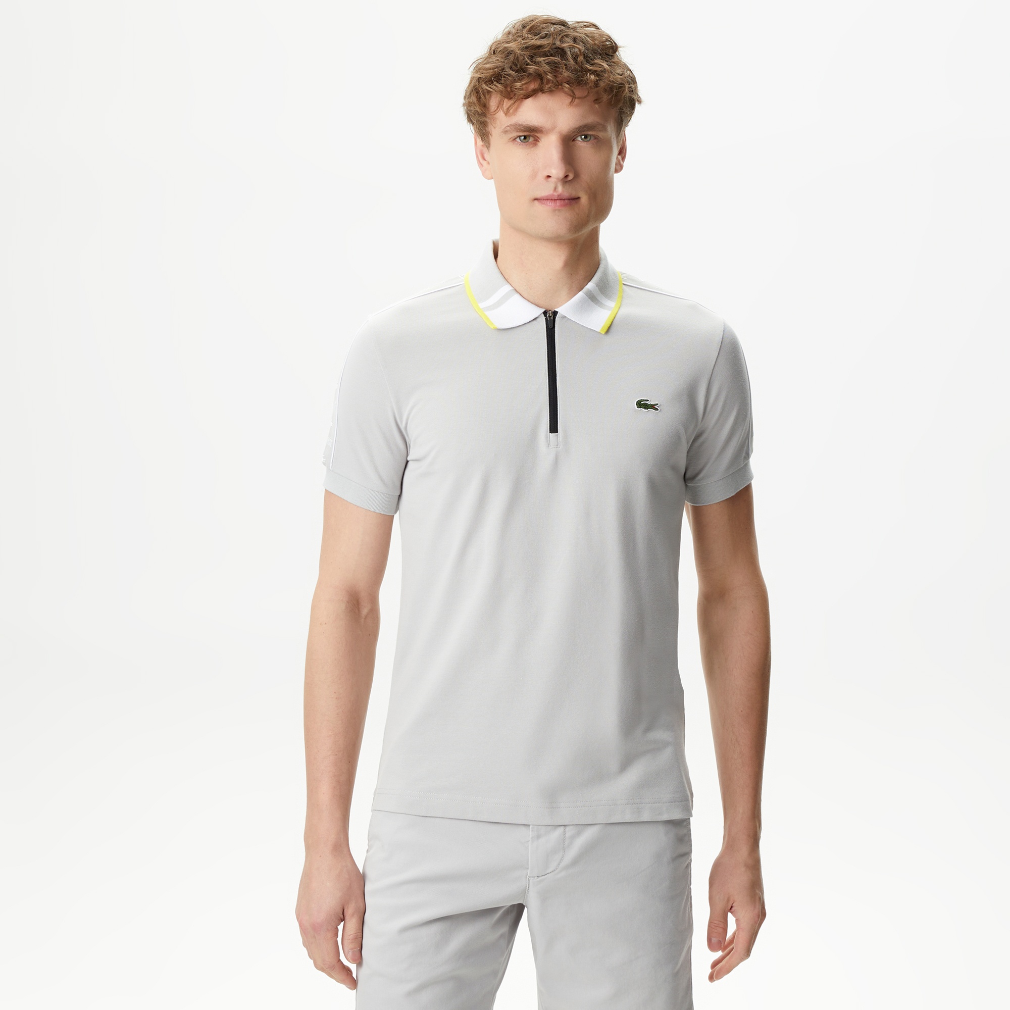 Lacoste Erkek Regular Fit Fermuarlı Yaka Gri Polo