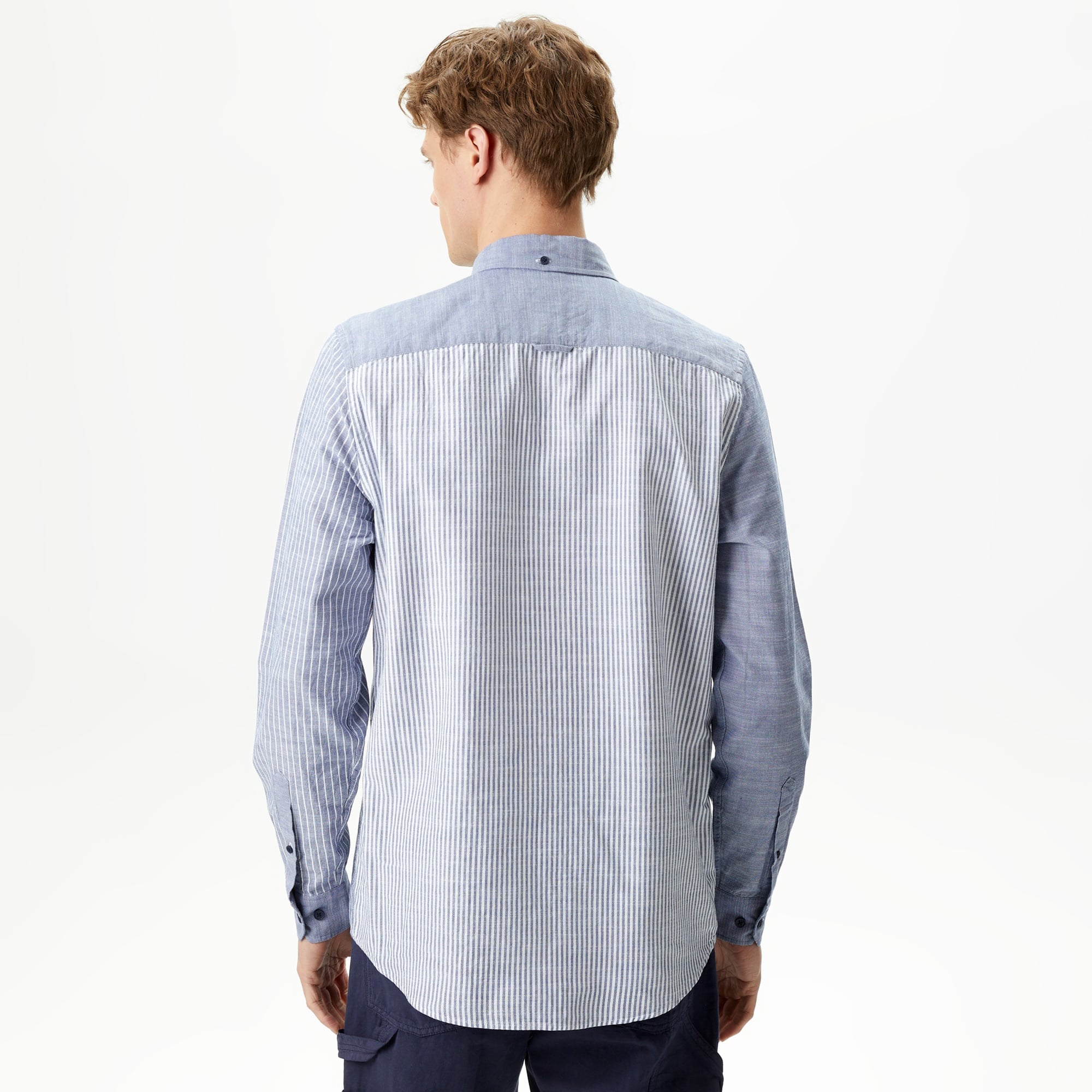 Lacoste Erkek Regular Fit Çizgili Lacivert Gömlek