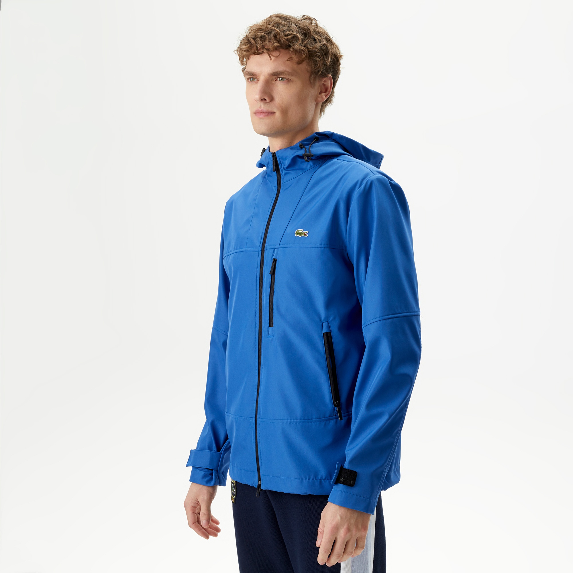 Lacoste Erkek Kapüşonlu Mavi Yağmurluk