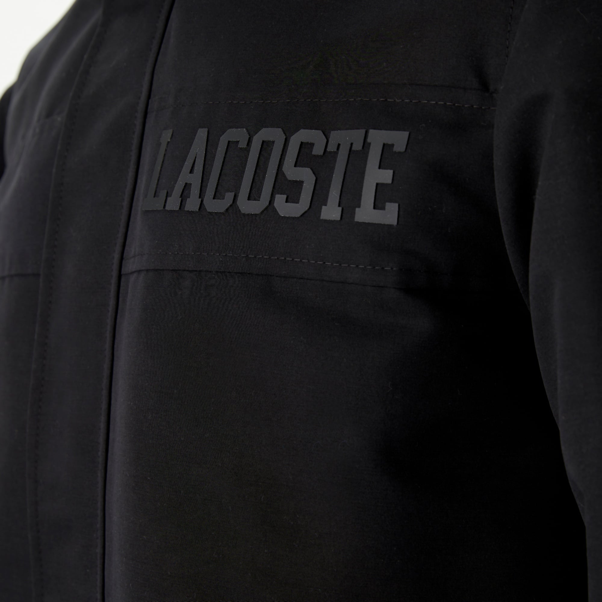 Lacoste Erkek Kapüşonlu Siyah Çıkarılabilir Yelek Detaylı Mont