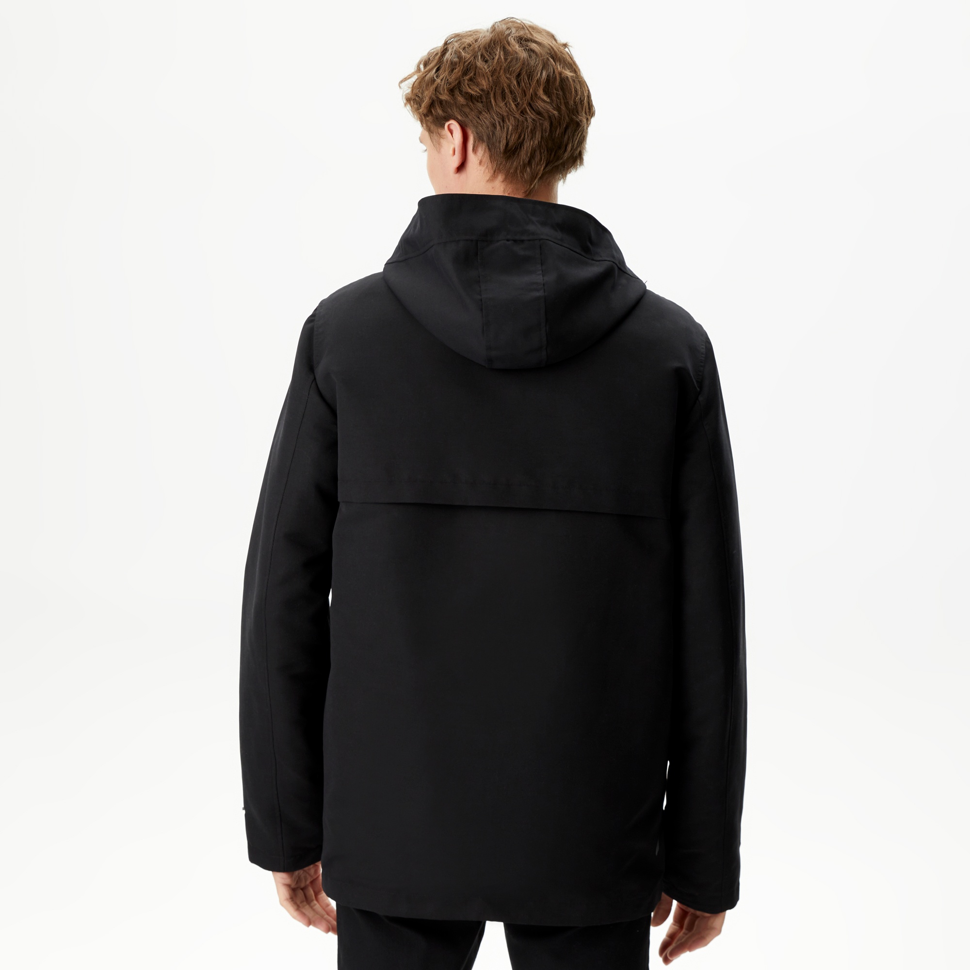 Lacoste Erkek Kapüşonlu Siyah Çıkarılabilir Yelek Detaylı Mont