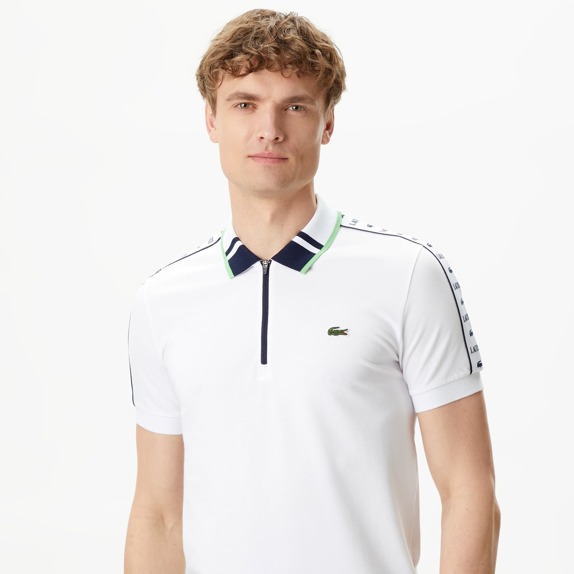 Lacoste Erkek Regular Fit Fermuarlı Yaka Beyaz Polo