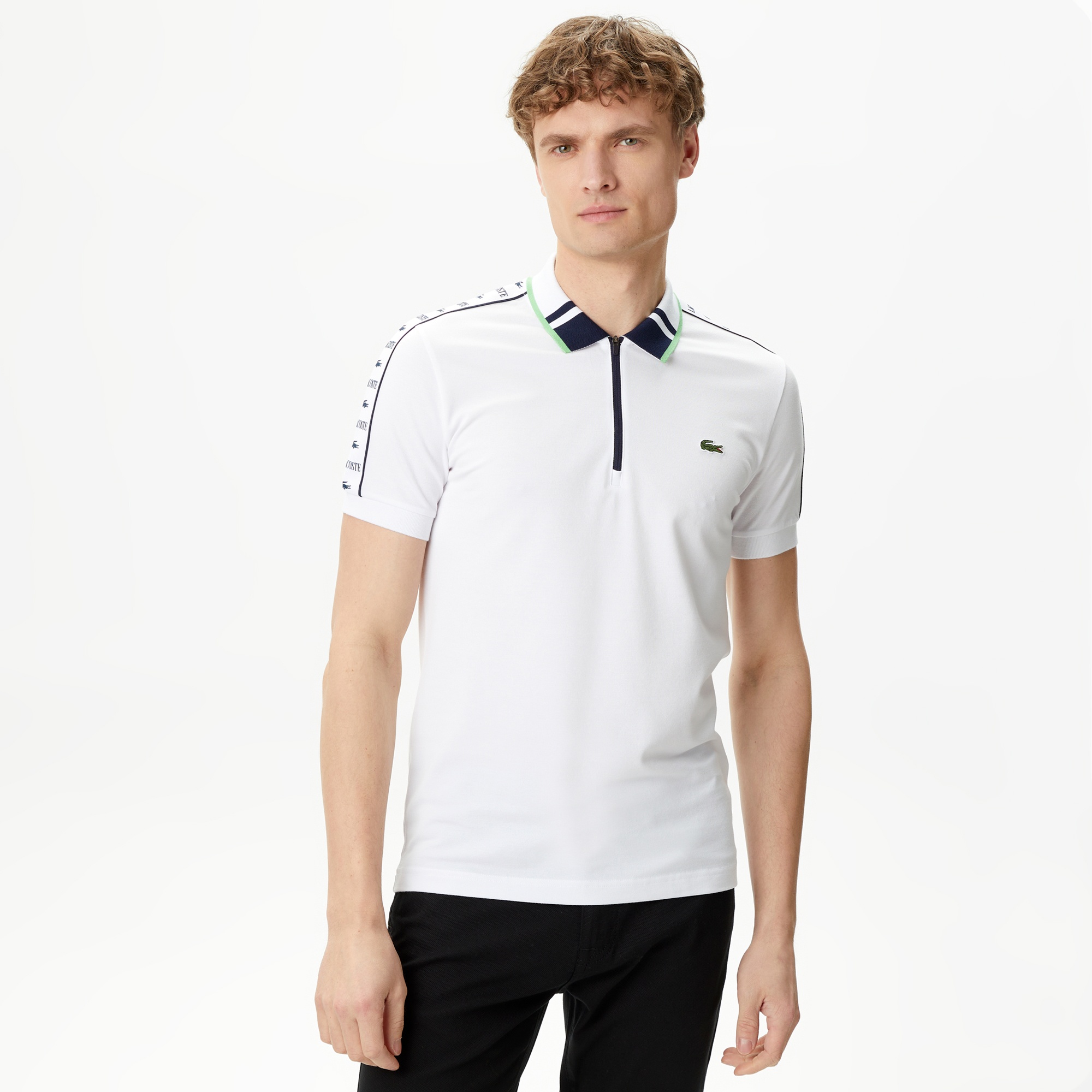 Lacoste Erkek Regular Fit Fermuarlı Yaka Beyaz Polo