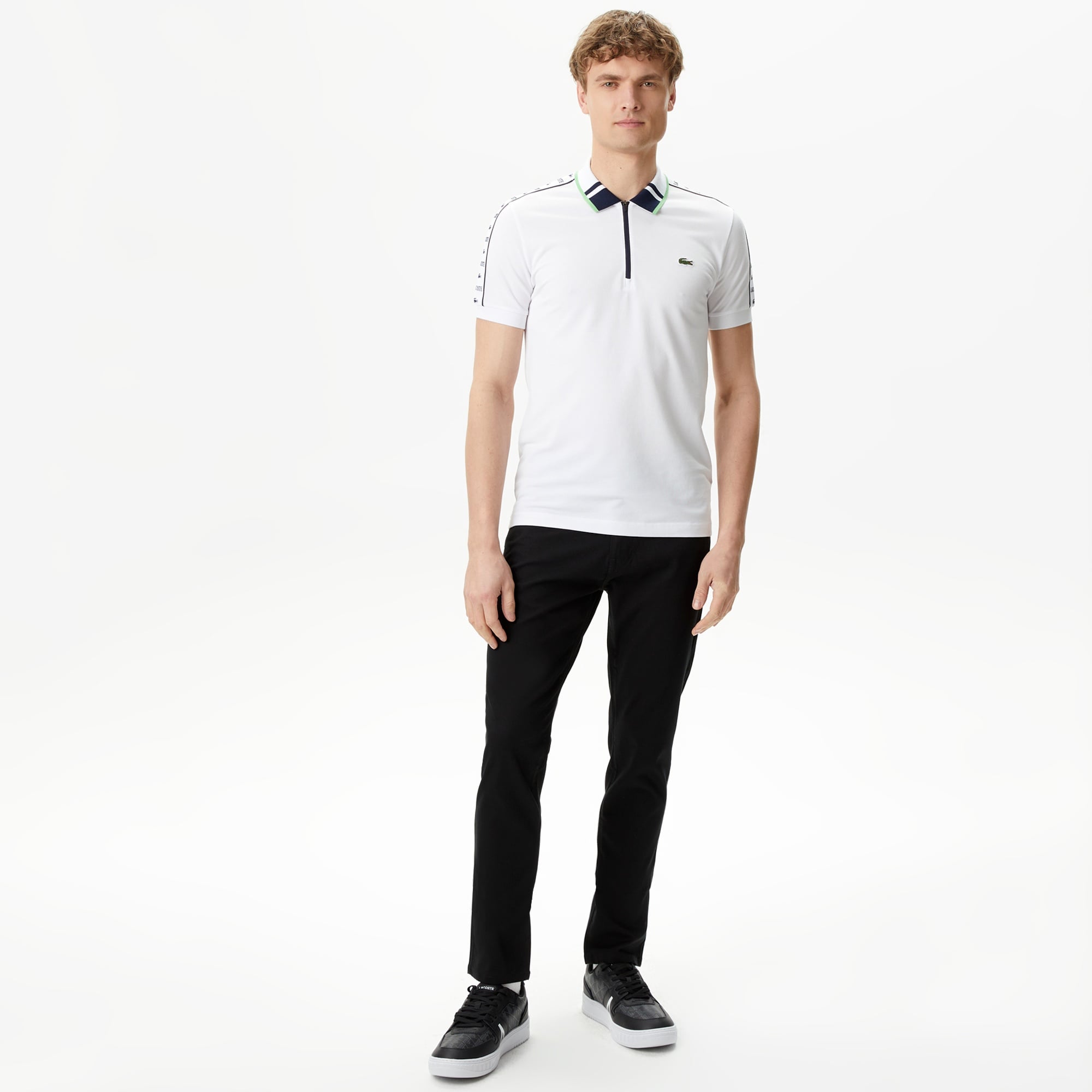 Lacoste Erkek Regular Fit Fermuarlı Yaka Beyaz Polo