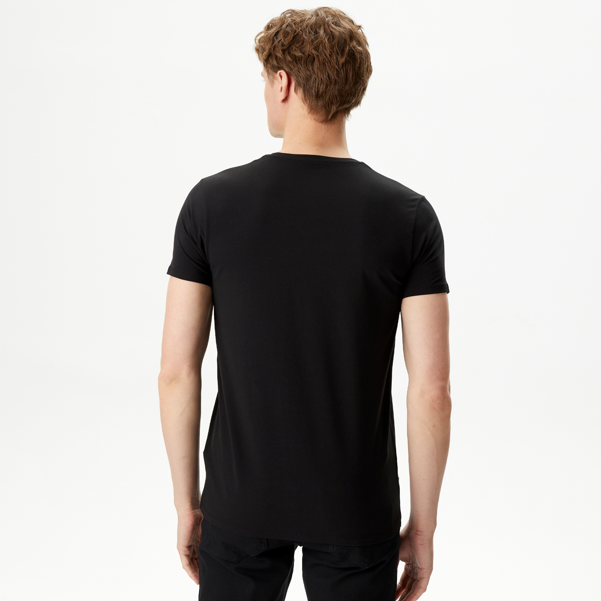 Lacoste Erkek Slim Fit V yaka Siyah T-Shirt