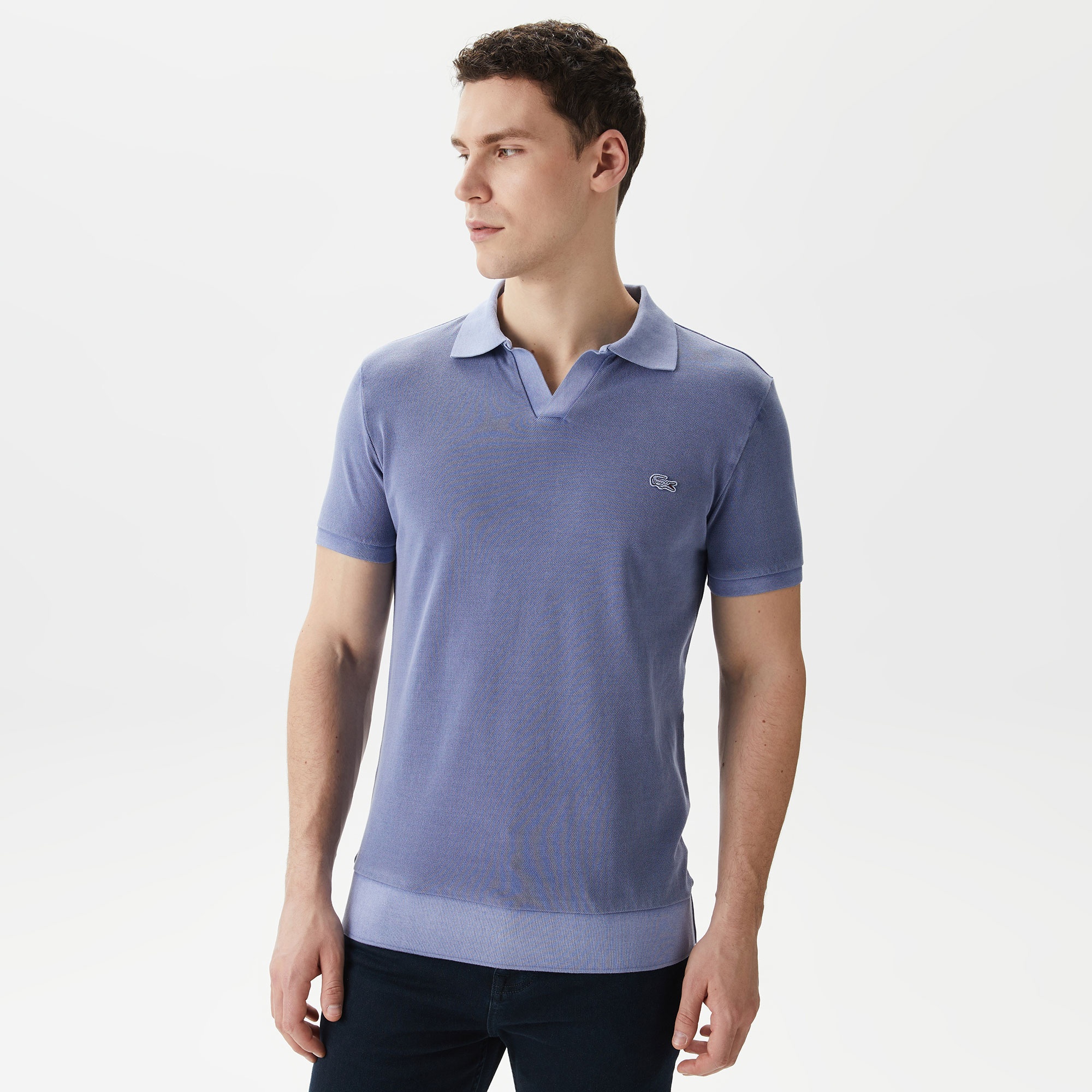 Lacoste Erkek Regular Fit V yaka Mavi Polo