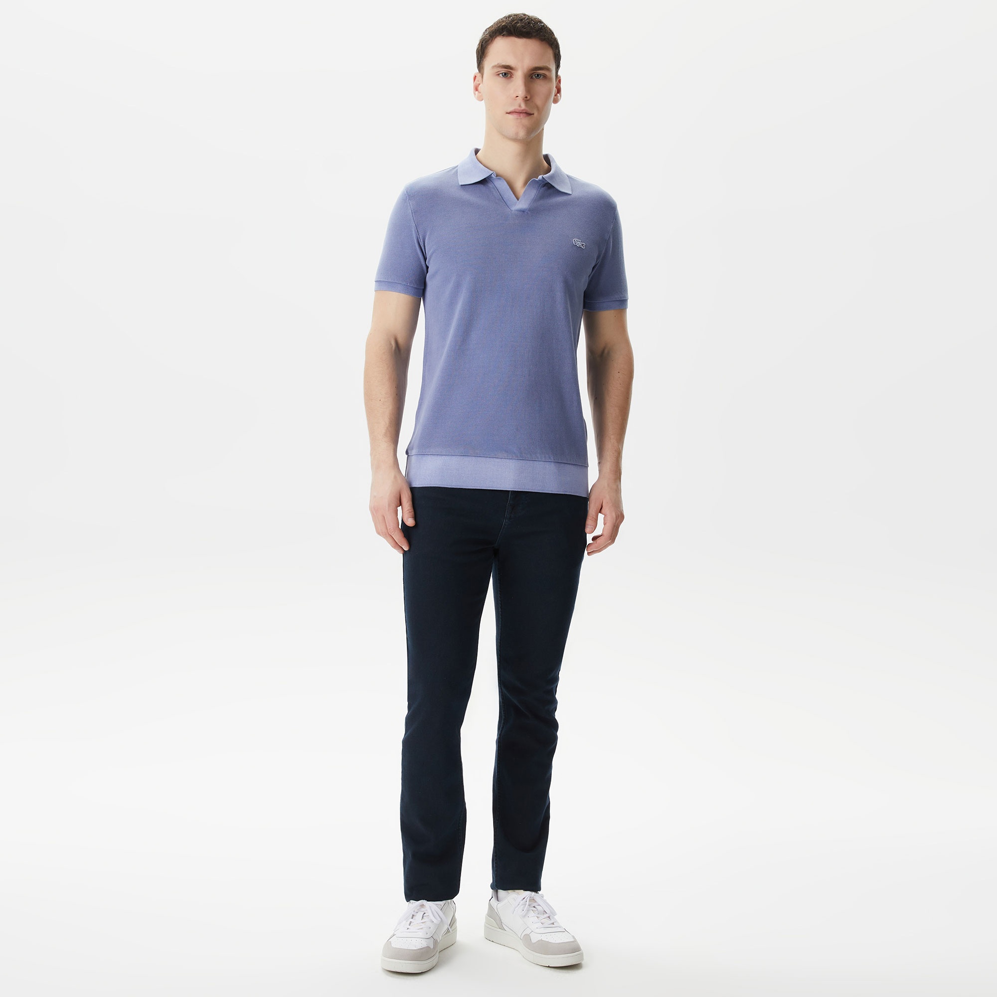 Lacoste Erkek Regular Fit V yaka Mavi Polo