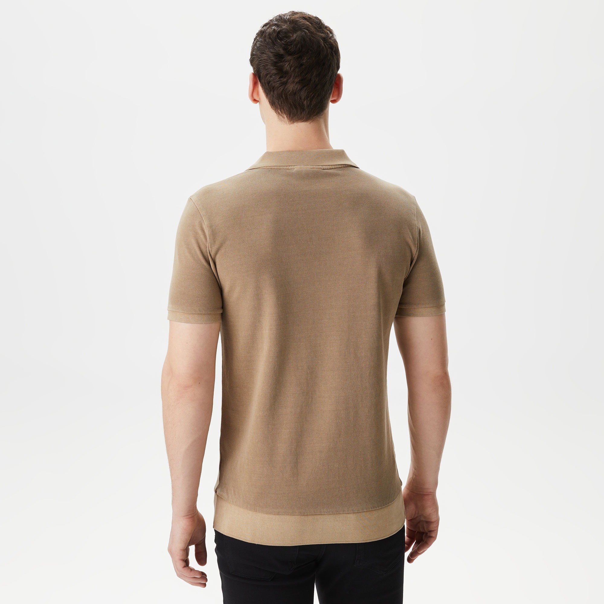 Lacoste Erkek Regular Fit V yaka Kahverengi Polo