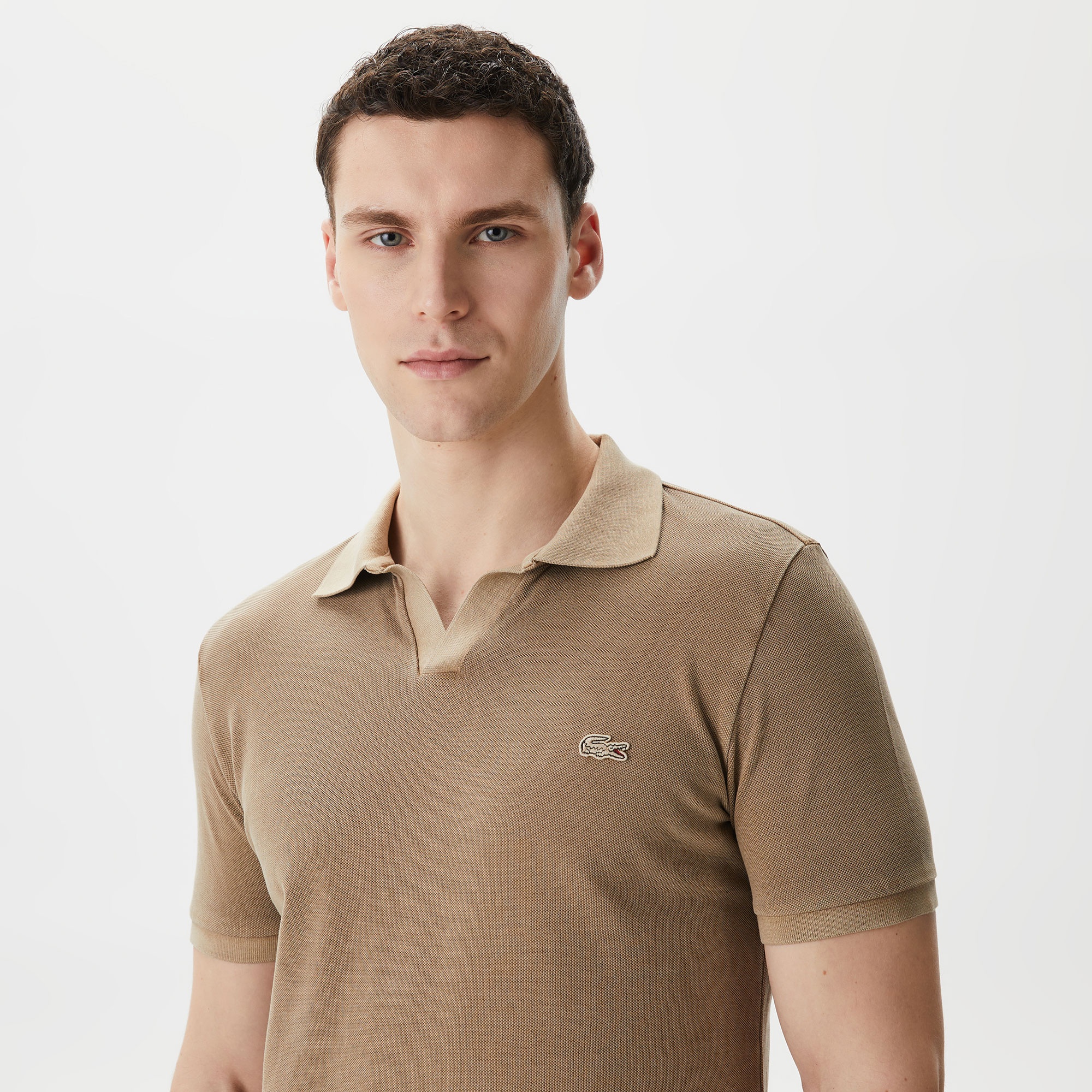 Lacoste Erkek Regular Fit V yaka Kahverengi Polo