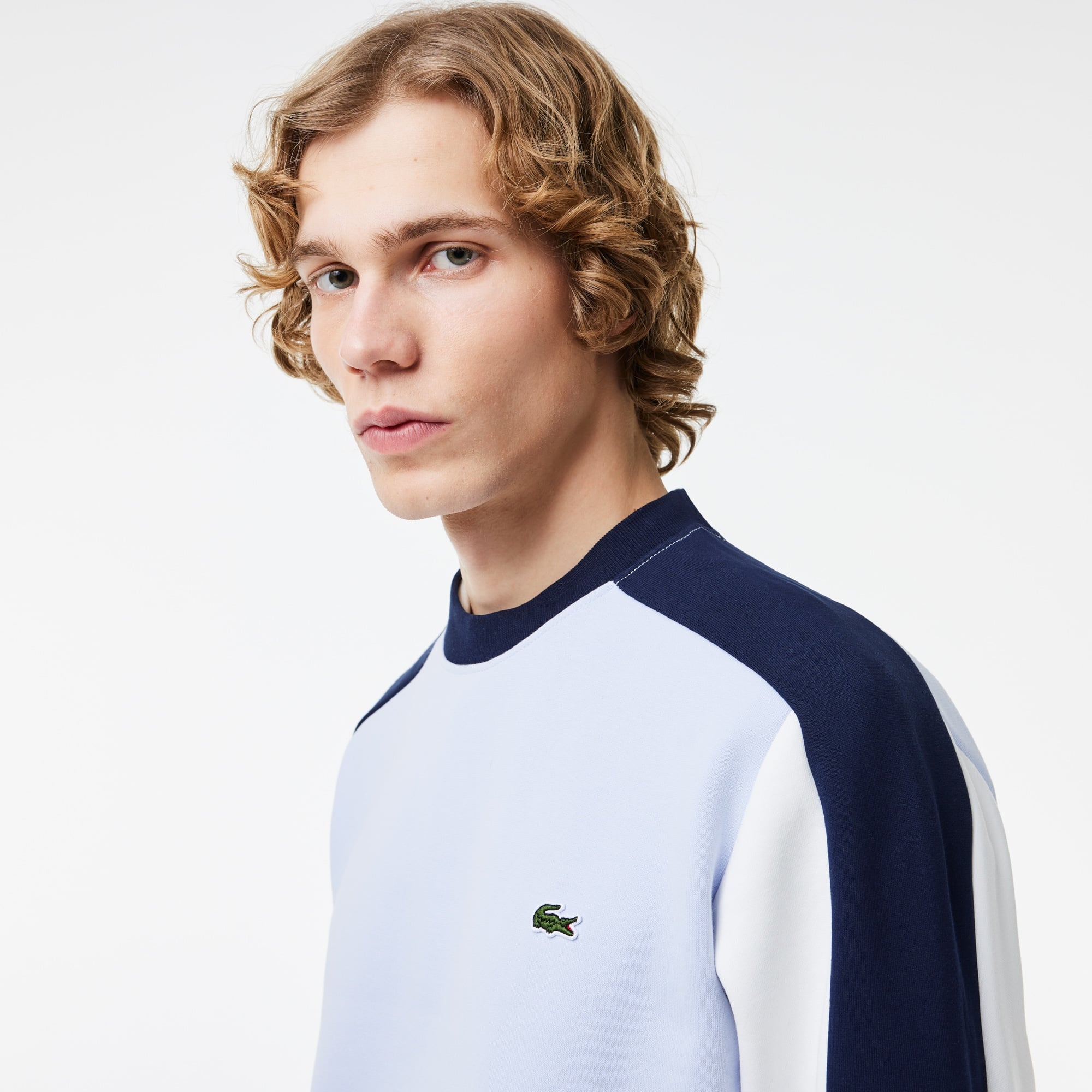 Lacoste Erkek Classic Fit Bisiklet Yaka Renk Bloklu Mavi Sweatshirt